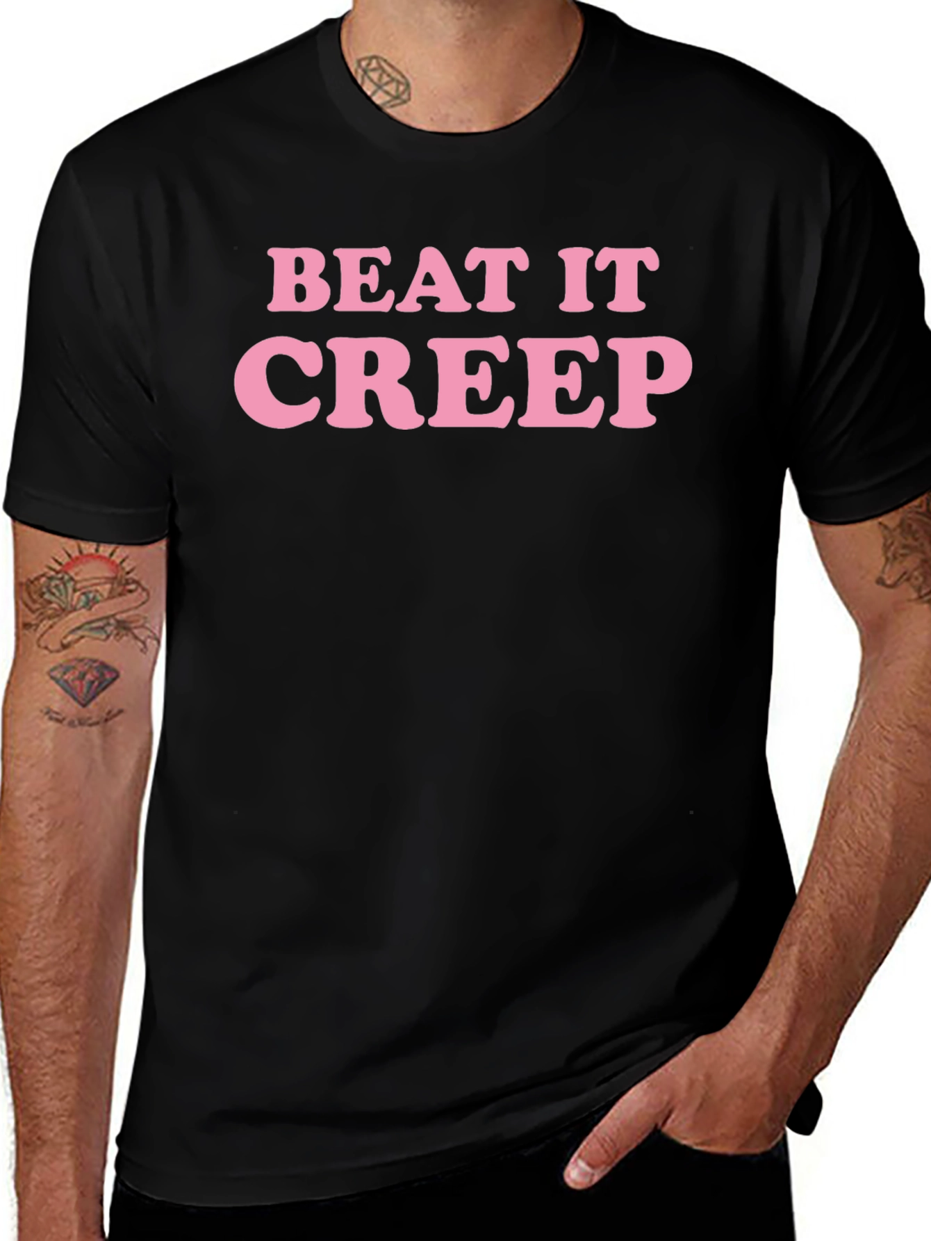 Beat It Creep Graphic Tee - Trendy Slogan T-Shirt
