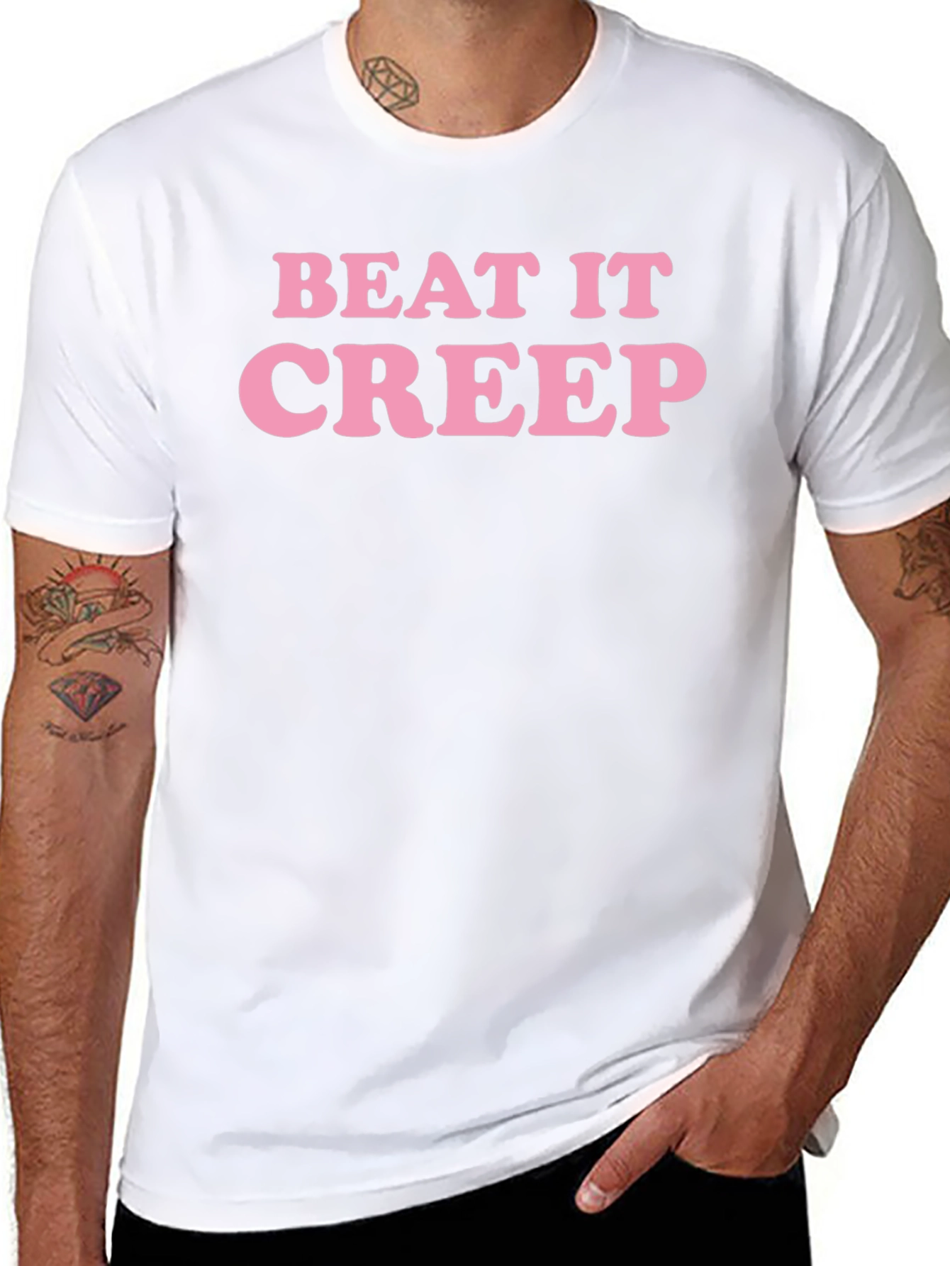Beat It Creep Graphic Tee - Trendy Slogan T-Shirt