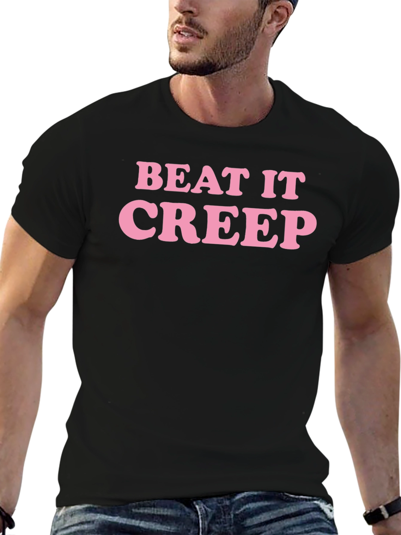 Beat It Creep Graphic Tee - Trendy Slogan T-Shirt