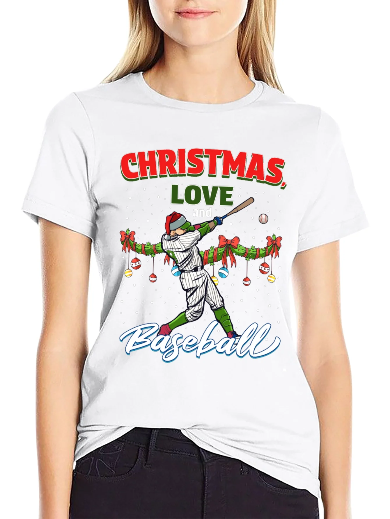 Christmas Baseball T-Shirt Holiday Season Gift
