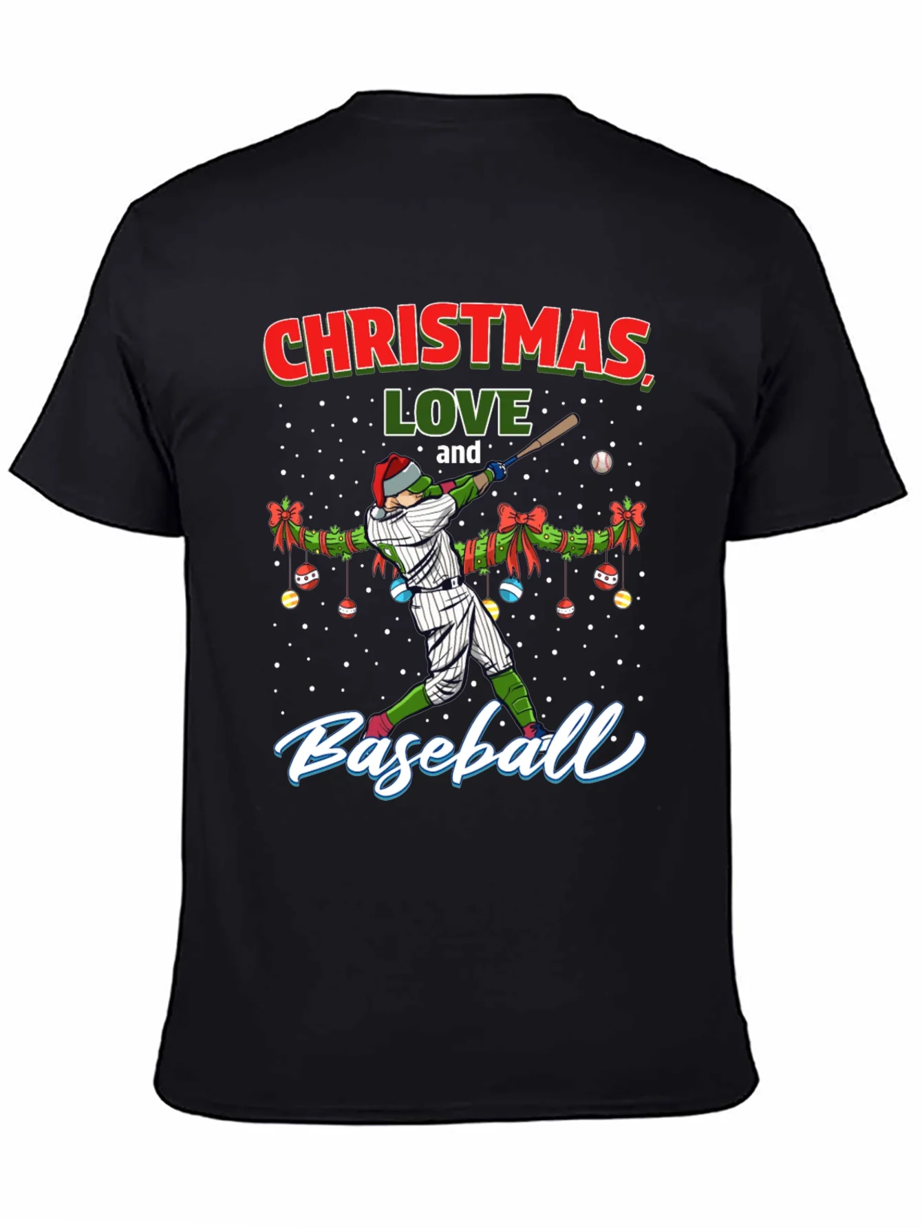 Christmas Baseball T-Shirt Holiday Season Gift