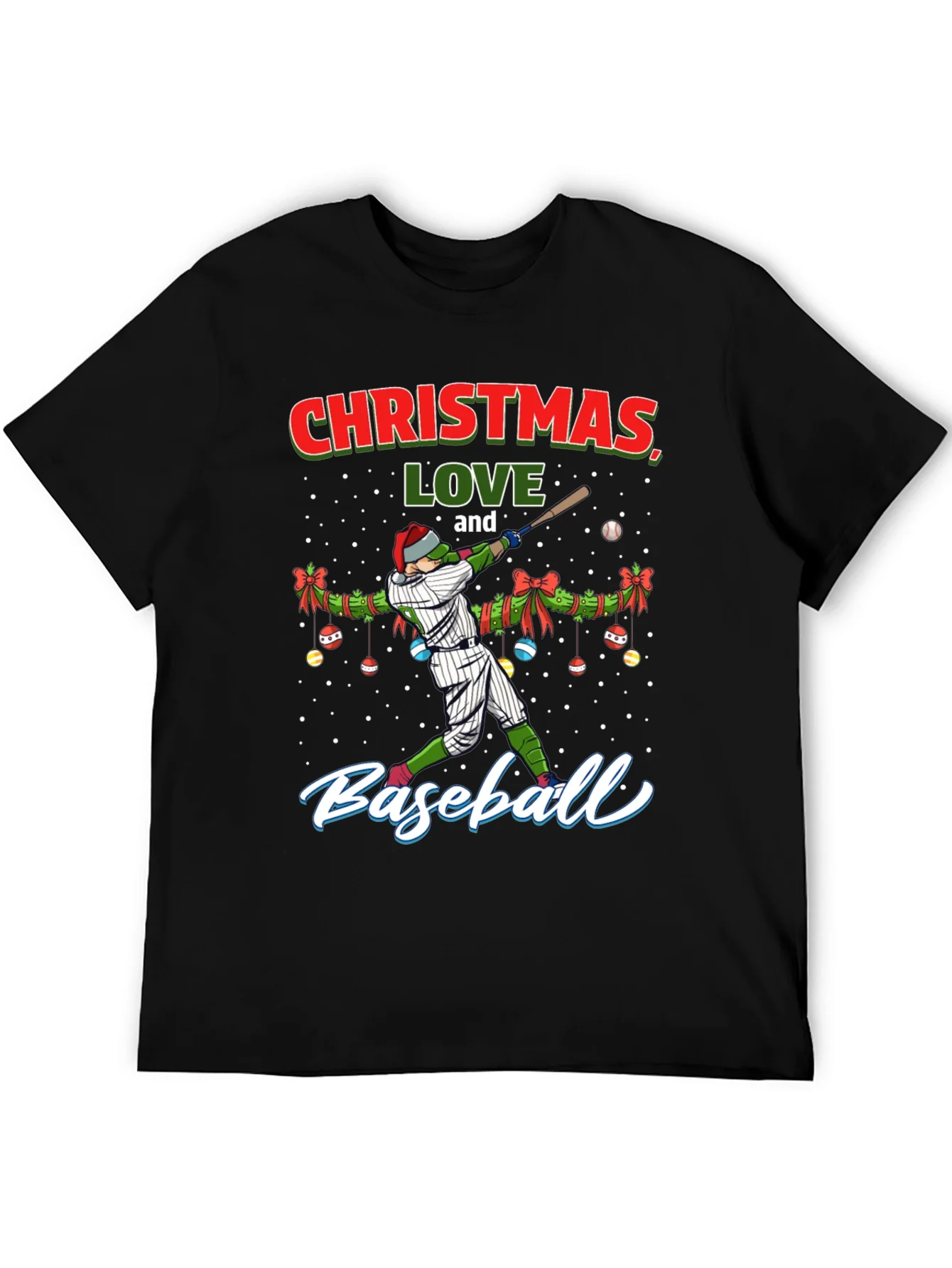 Christmas Baseball T-Shirt Holiday Season Gift