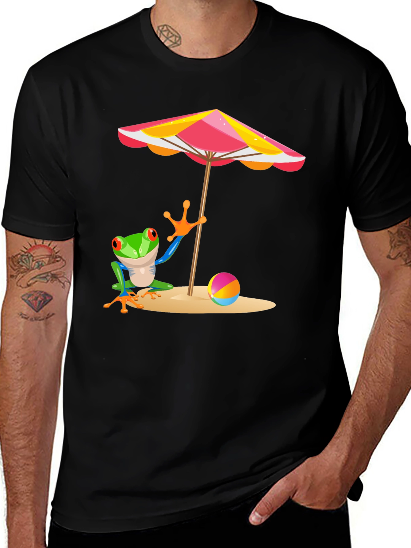 Fun Frog Beach Day Graphic T-Shirt