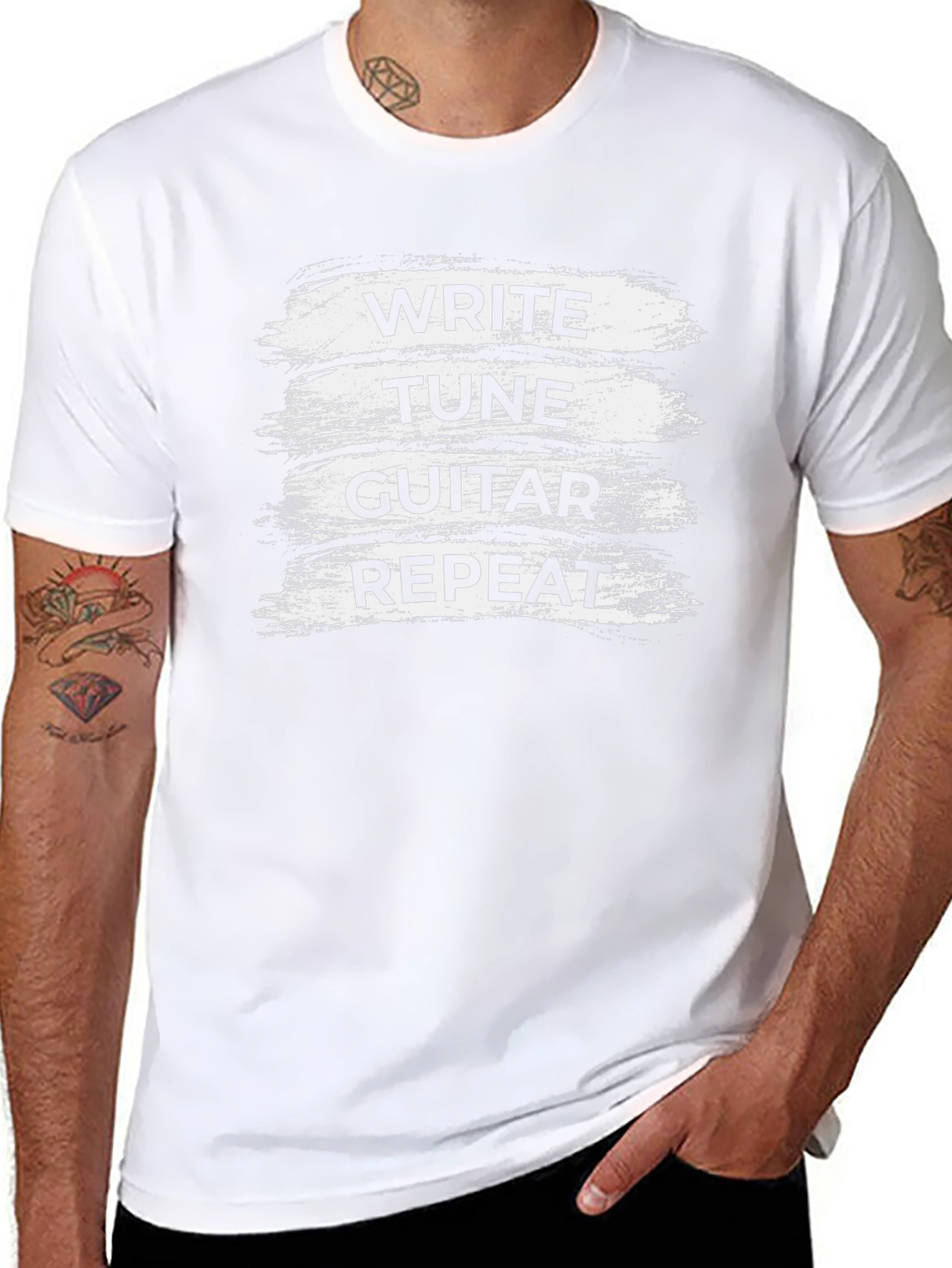 Write Tune Guitar Repeat Black T-Shirt