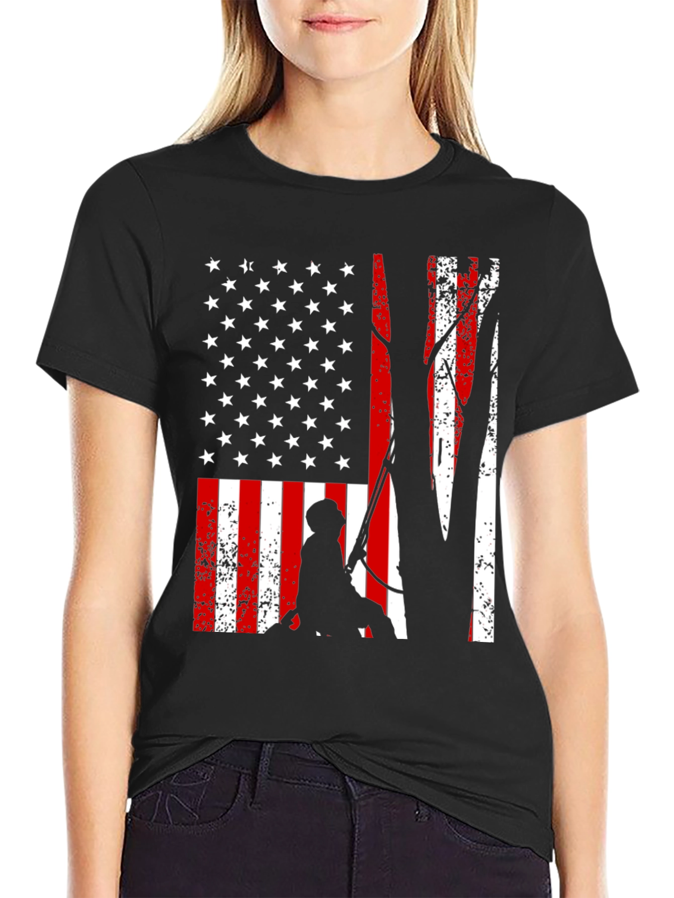 American Flag Tree Climber T-Shirt