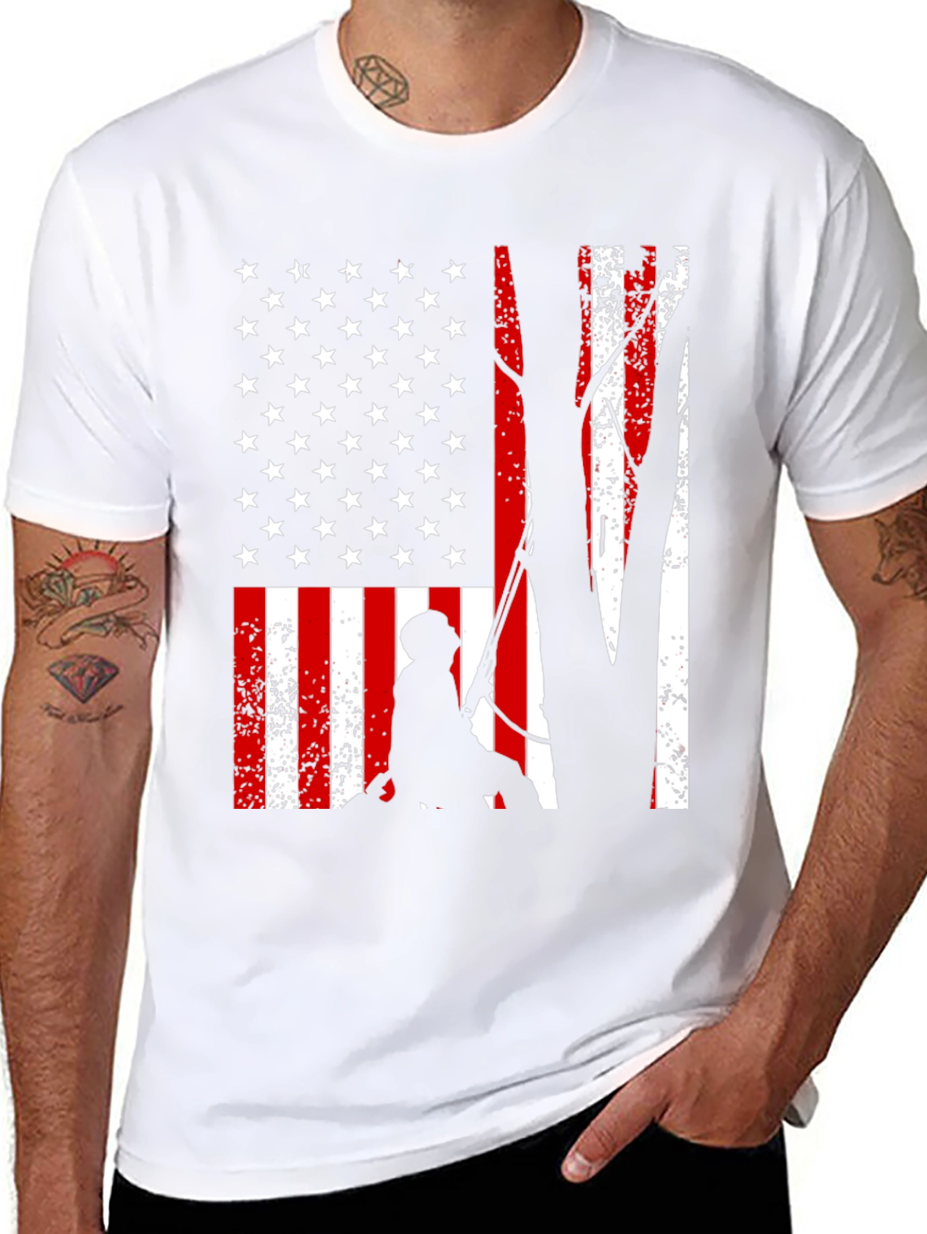 American Flag Tree Climber T-Shirt