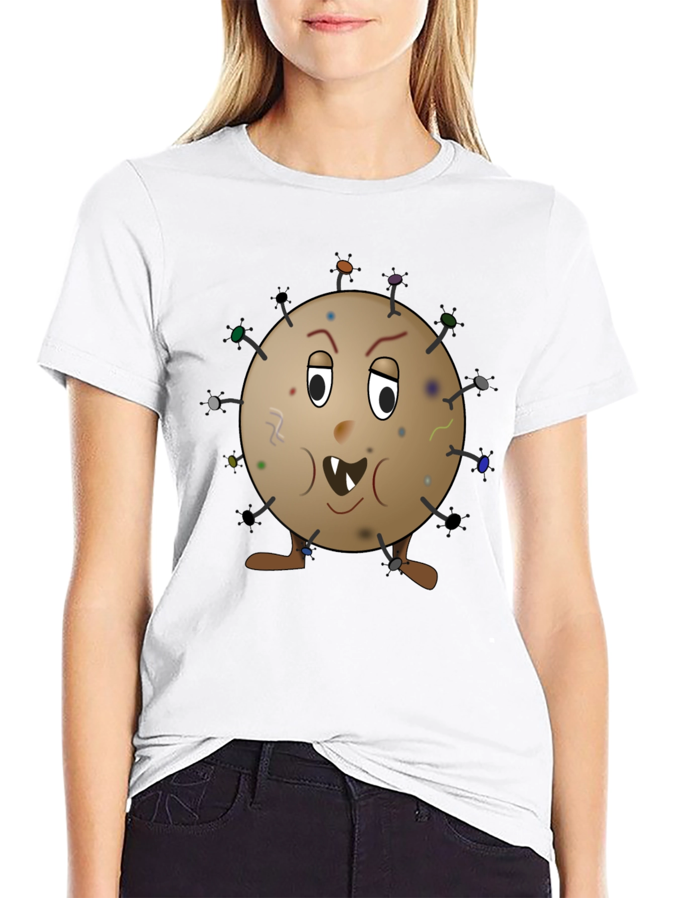 Funny Germ Cartoon Graphic Tee - Novelty T-Shirt