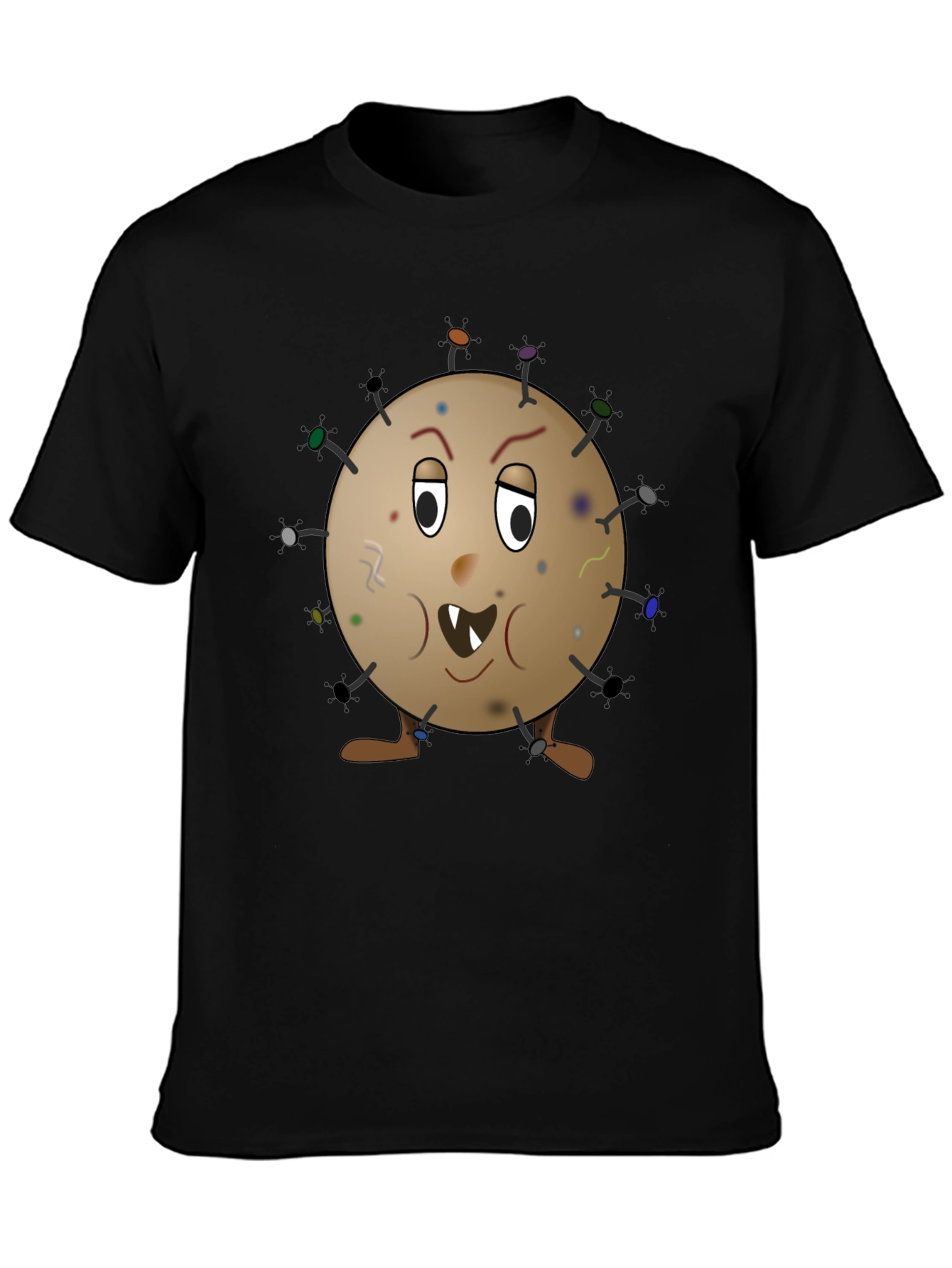 Funny Germ Cartoon Graphic Tee - Novelty T-Shirt