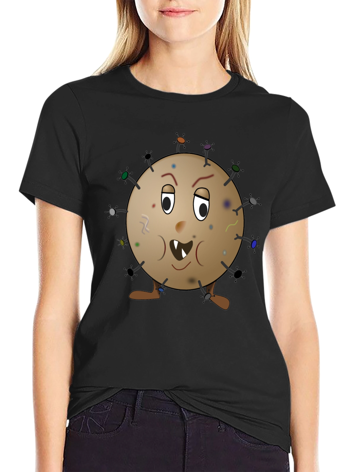 Funny Germ Cartoon Graphic Tee - Novelty T-Shirt