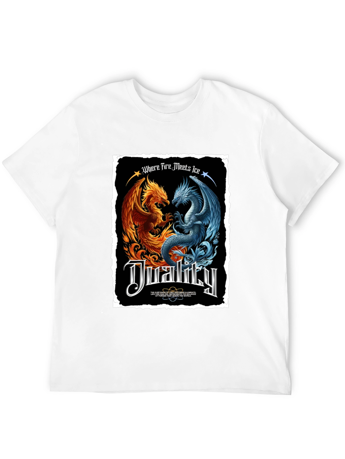 Duality Fire and Ice Dragon Graphic T-Shirt