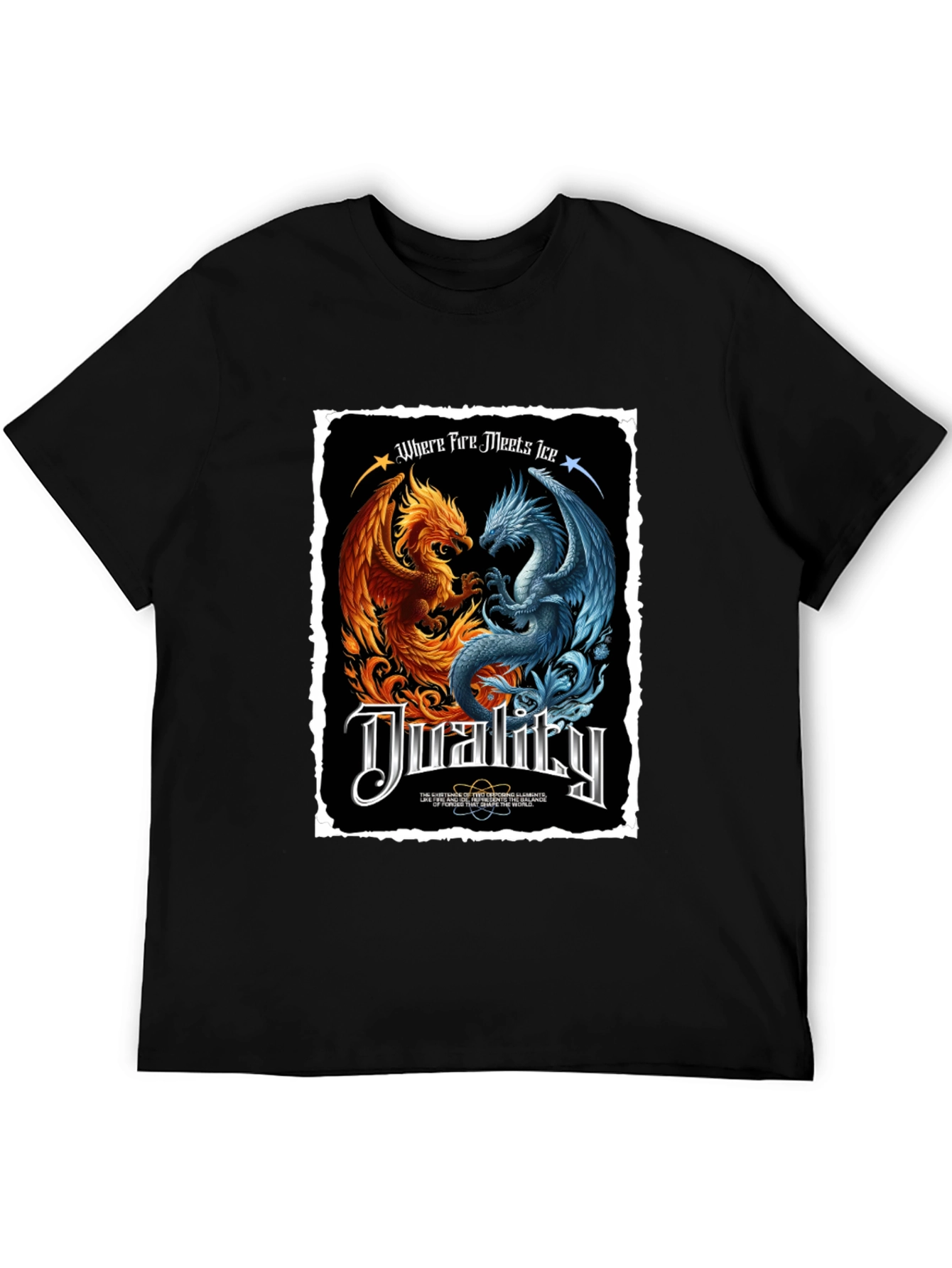 Duality Fire and Ice Dragon Graphic T-Shirt