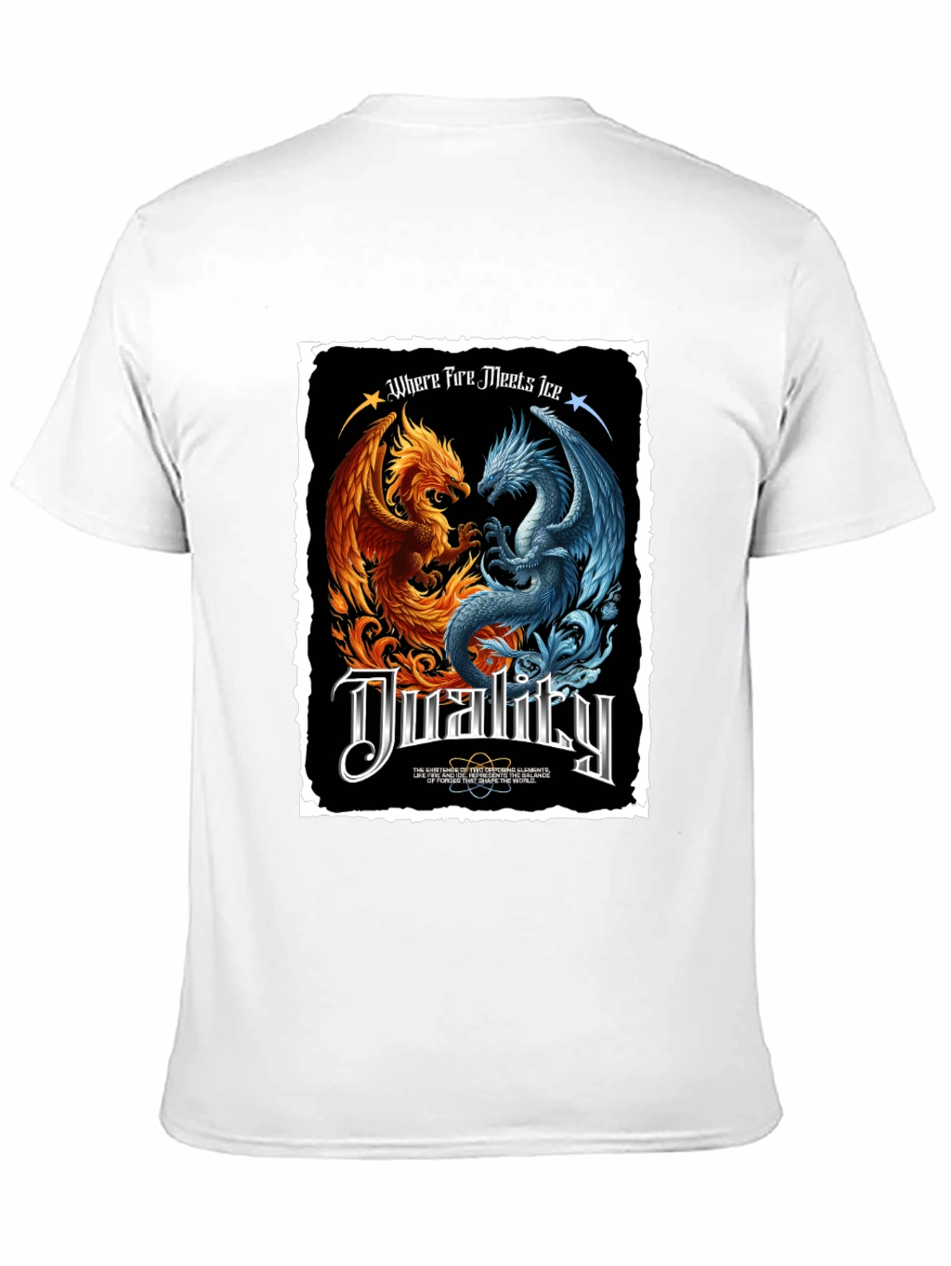 Duality Fire and Ice Dragon Graphic T-Shirt