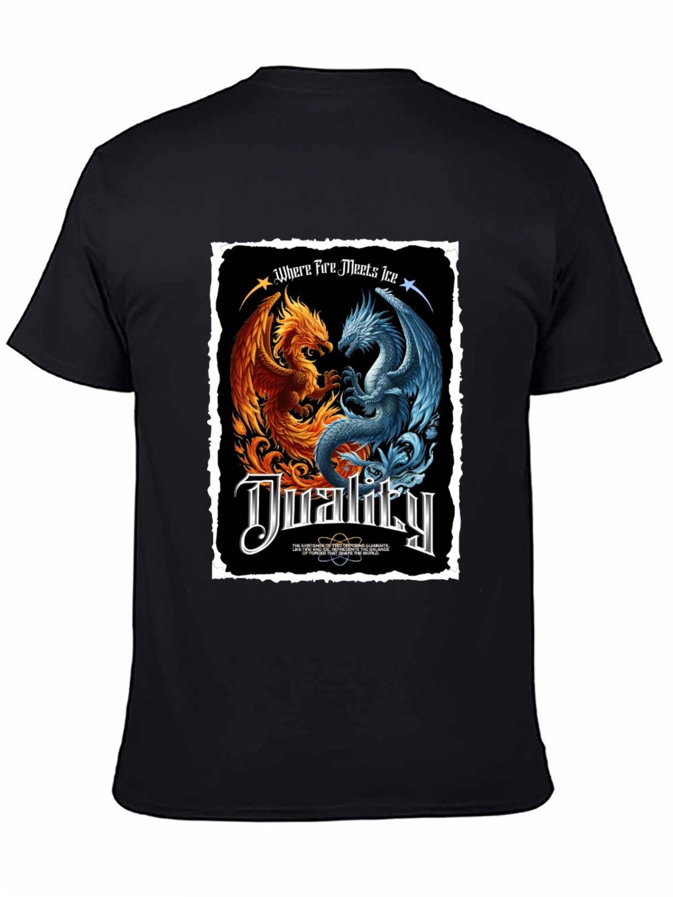 Duality Fire and Ice Dragon Graphic T-Shirt
