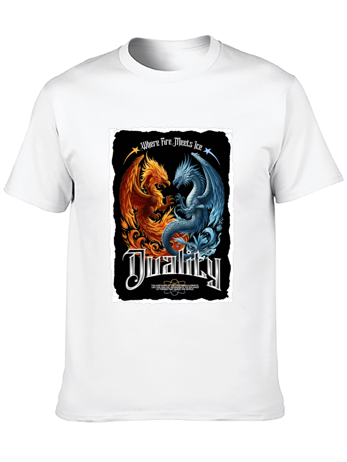 Duality Fire and Ice Dragon Graphic T-Shirt