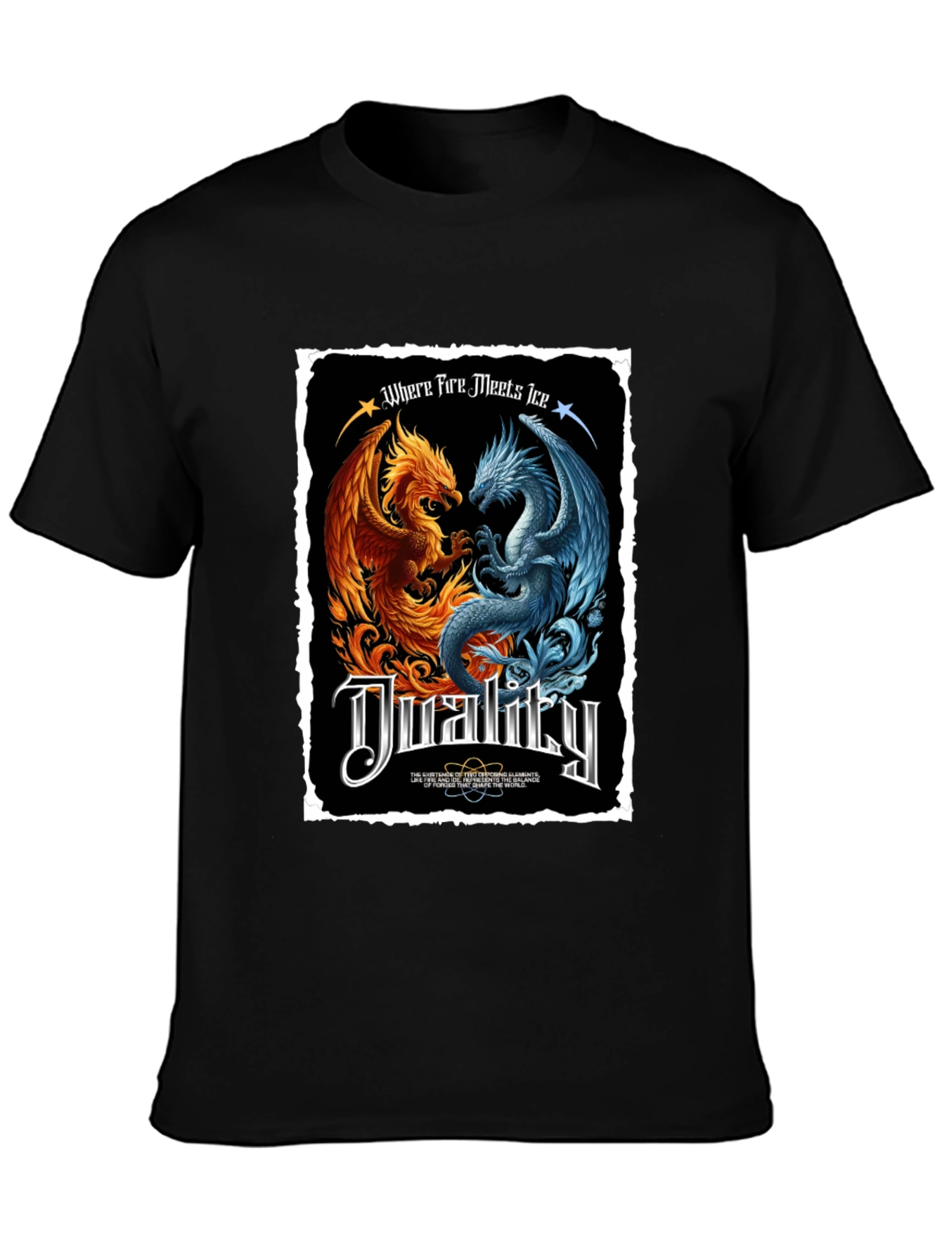 Duality Fire and Ice Dragon Graphic T-Shirt