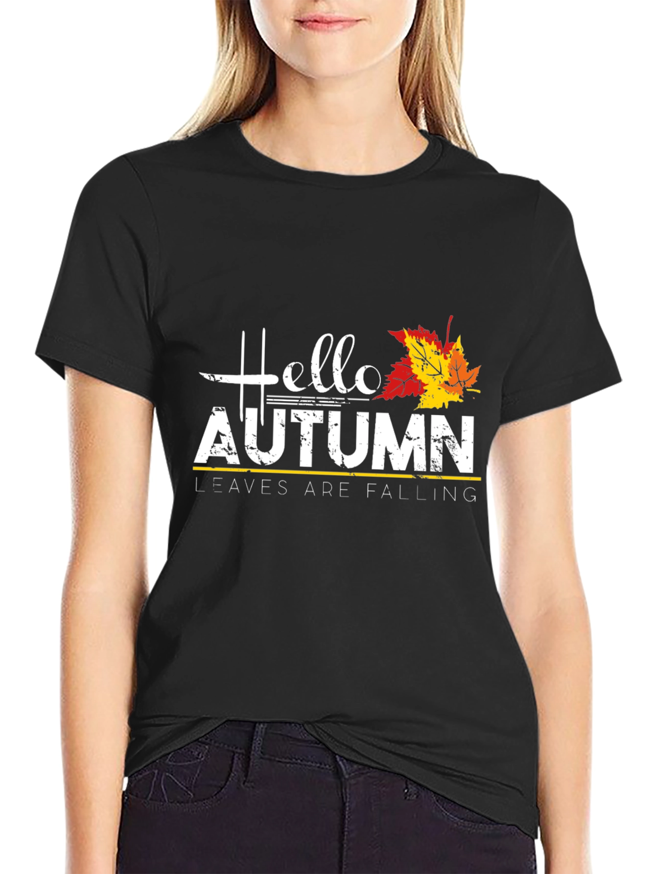 Hello Autumn T-Shirt - Fall Leaves Design