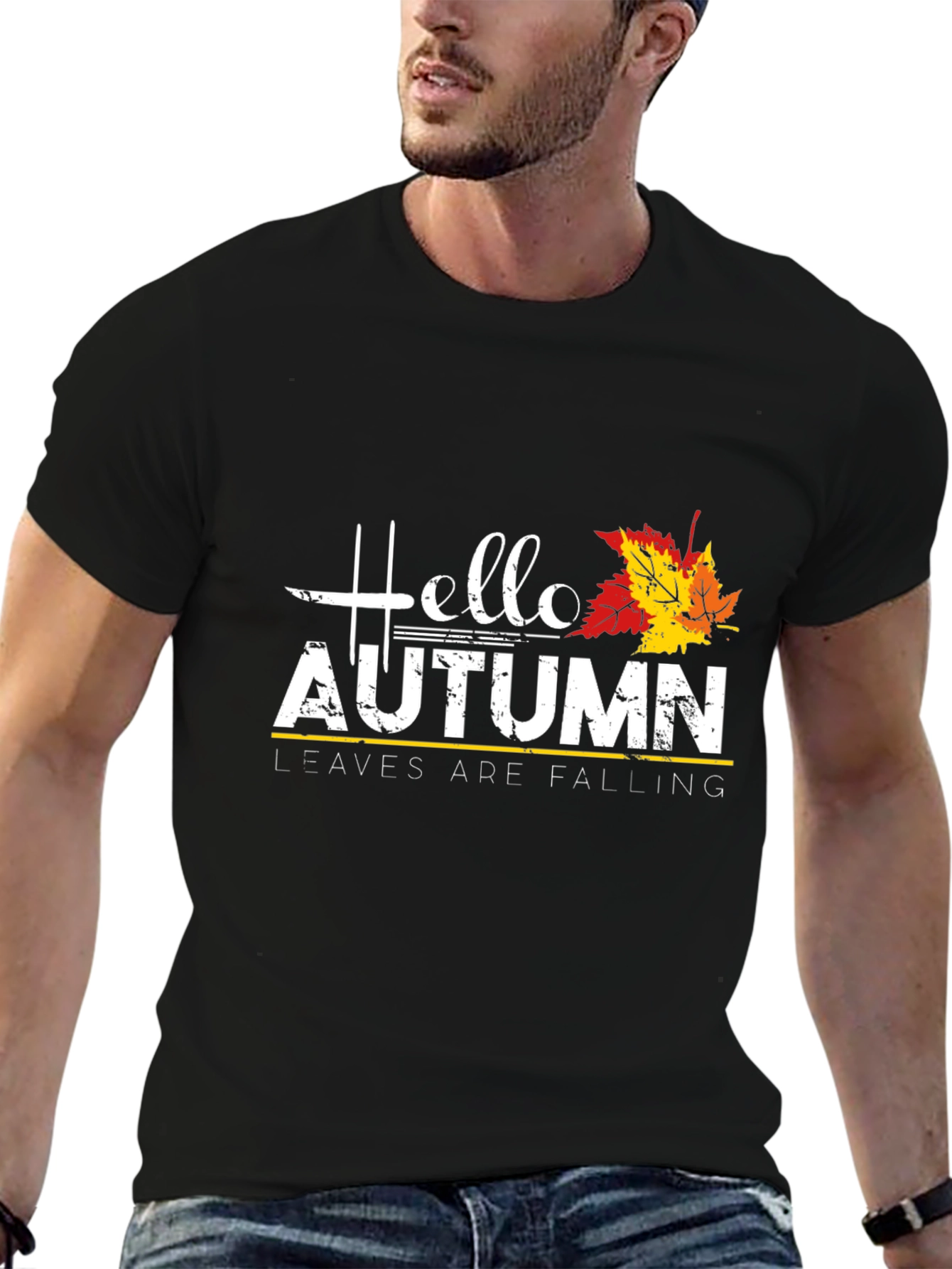 Hello Autumn T-Shirt - Fall Leaves Design