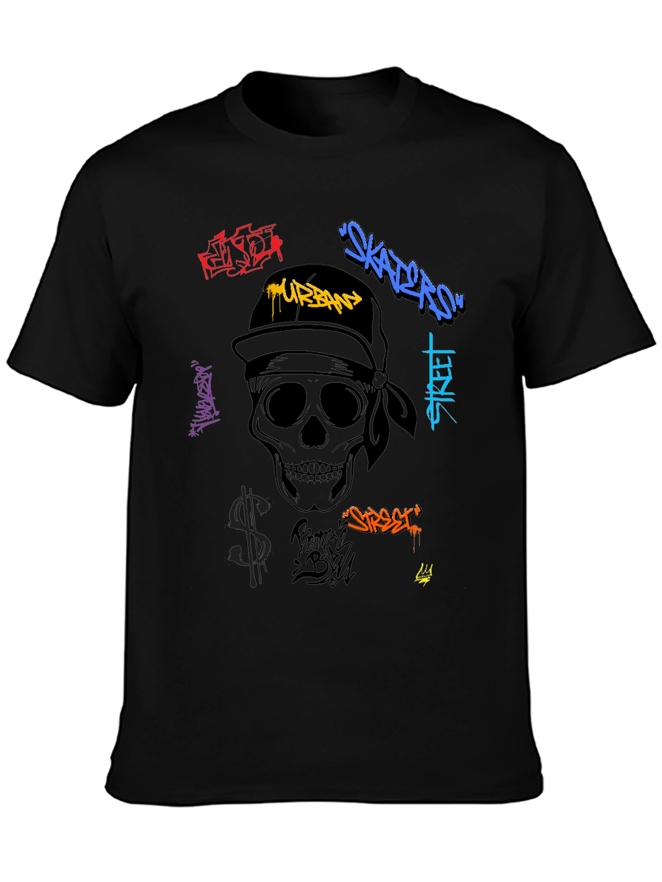Urban Graffiti Skull Graphic T-Shirt