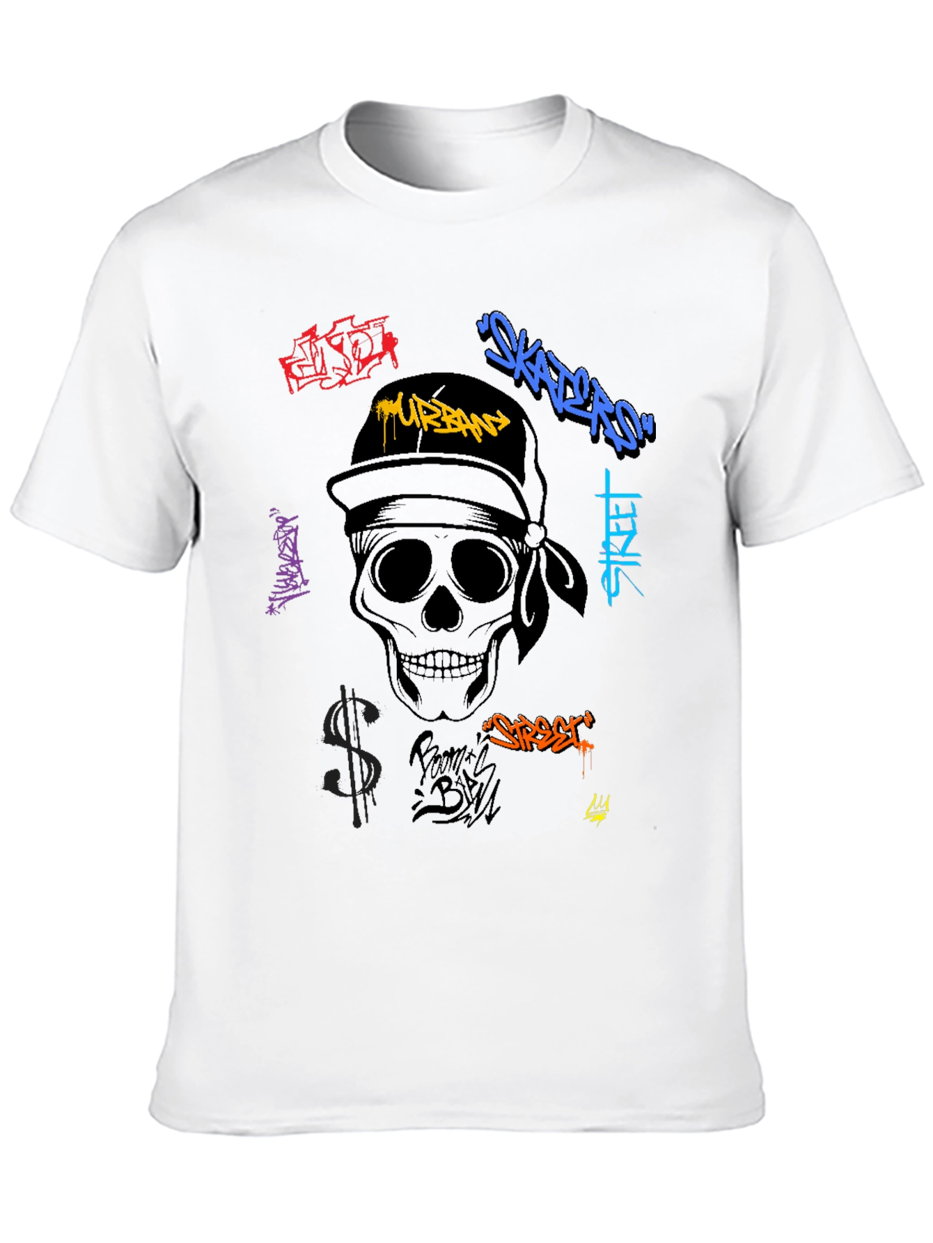 Urban Graffiti Skull Graphic T-Shirt