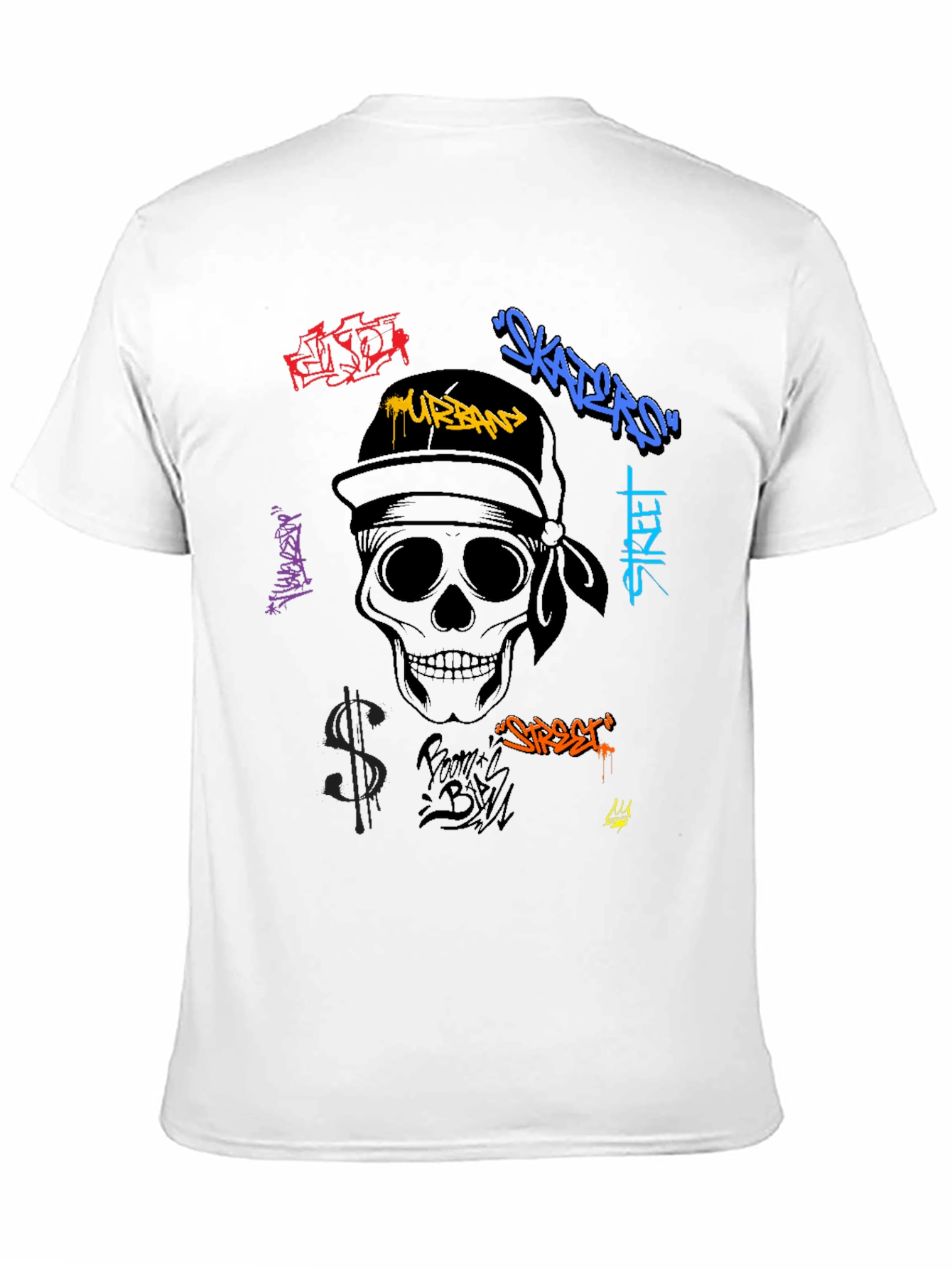 Urban Graffiti Skull Graphic T-Shirt
