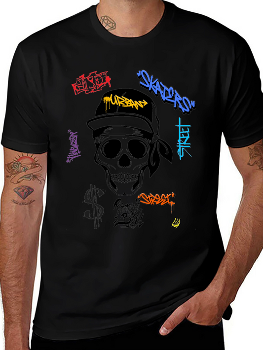 Urban Graffiti Skull Graphic T-Shirt