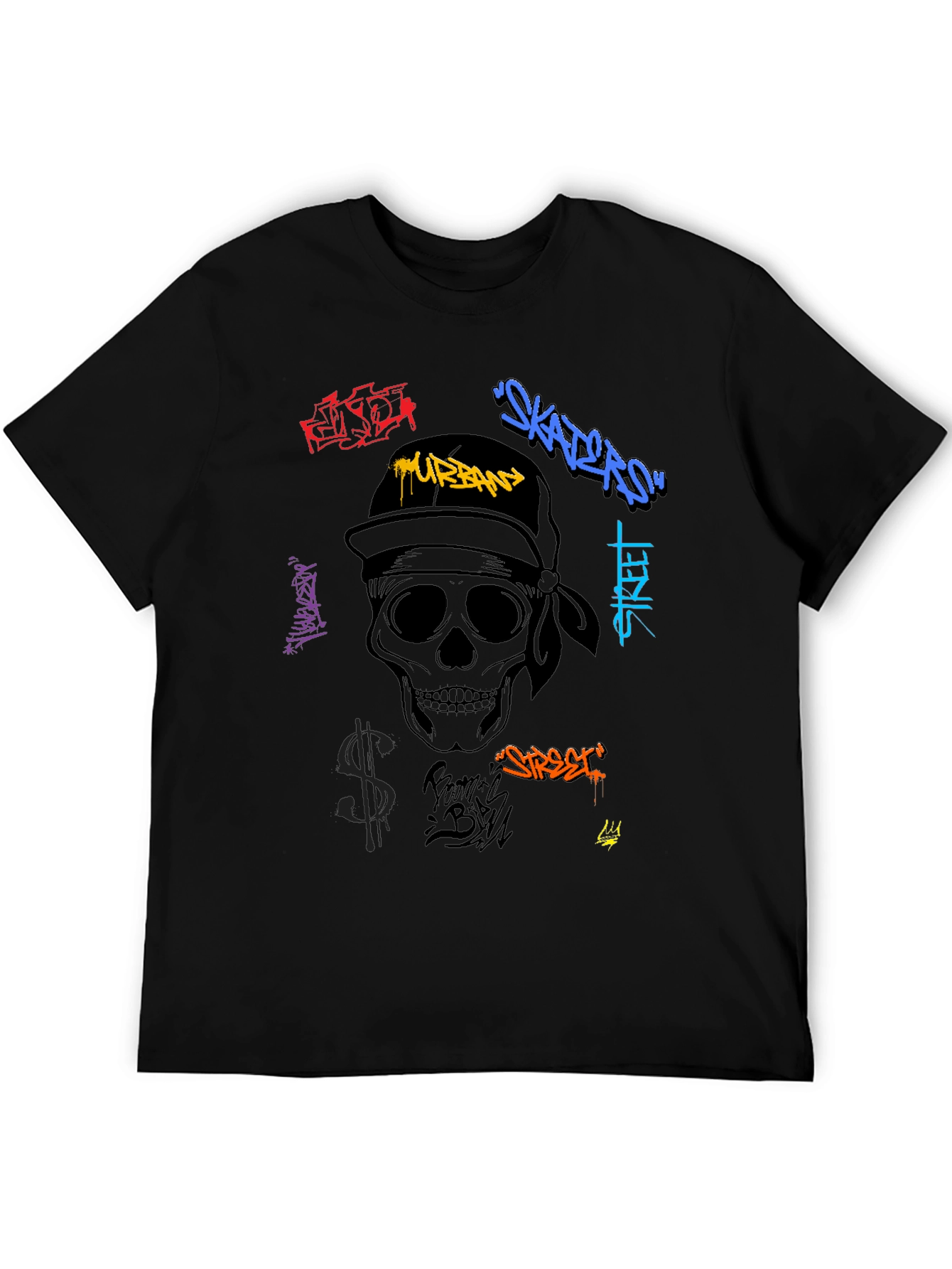Urban Graffiti Skull Graphic T-Shirt