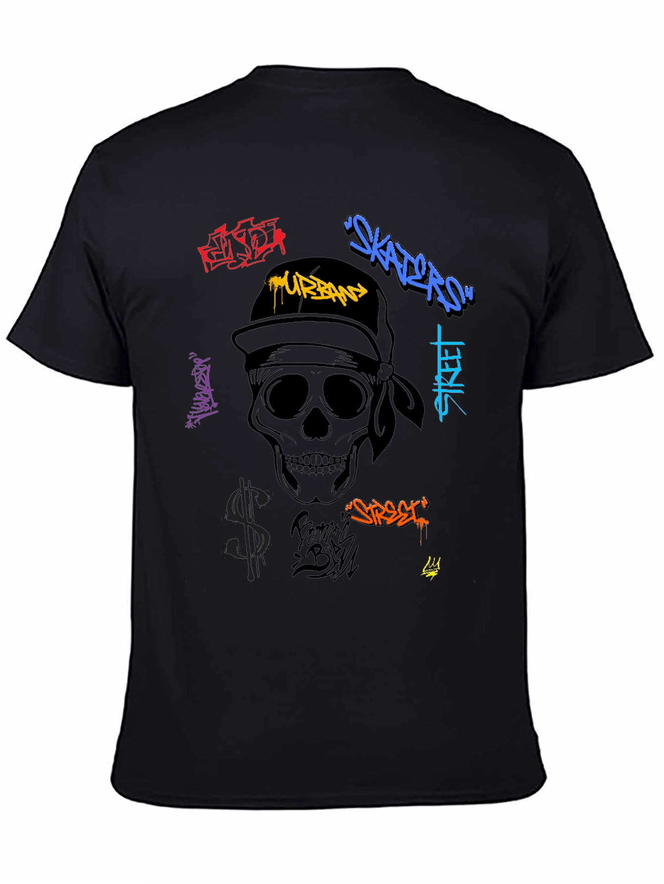 Urban Graffiti Skull Graphic T-Shirt
