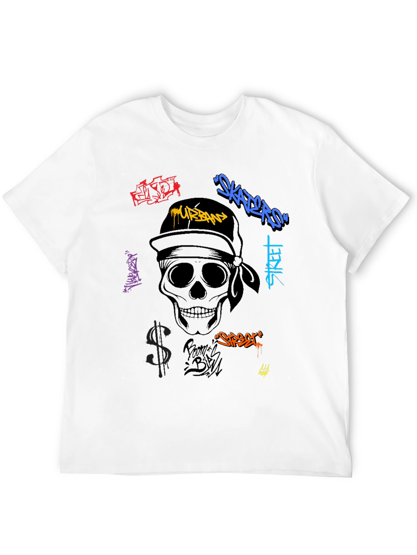 Urban Graffiti Skull Graphic T-Shirt