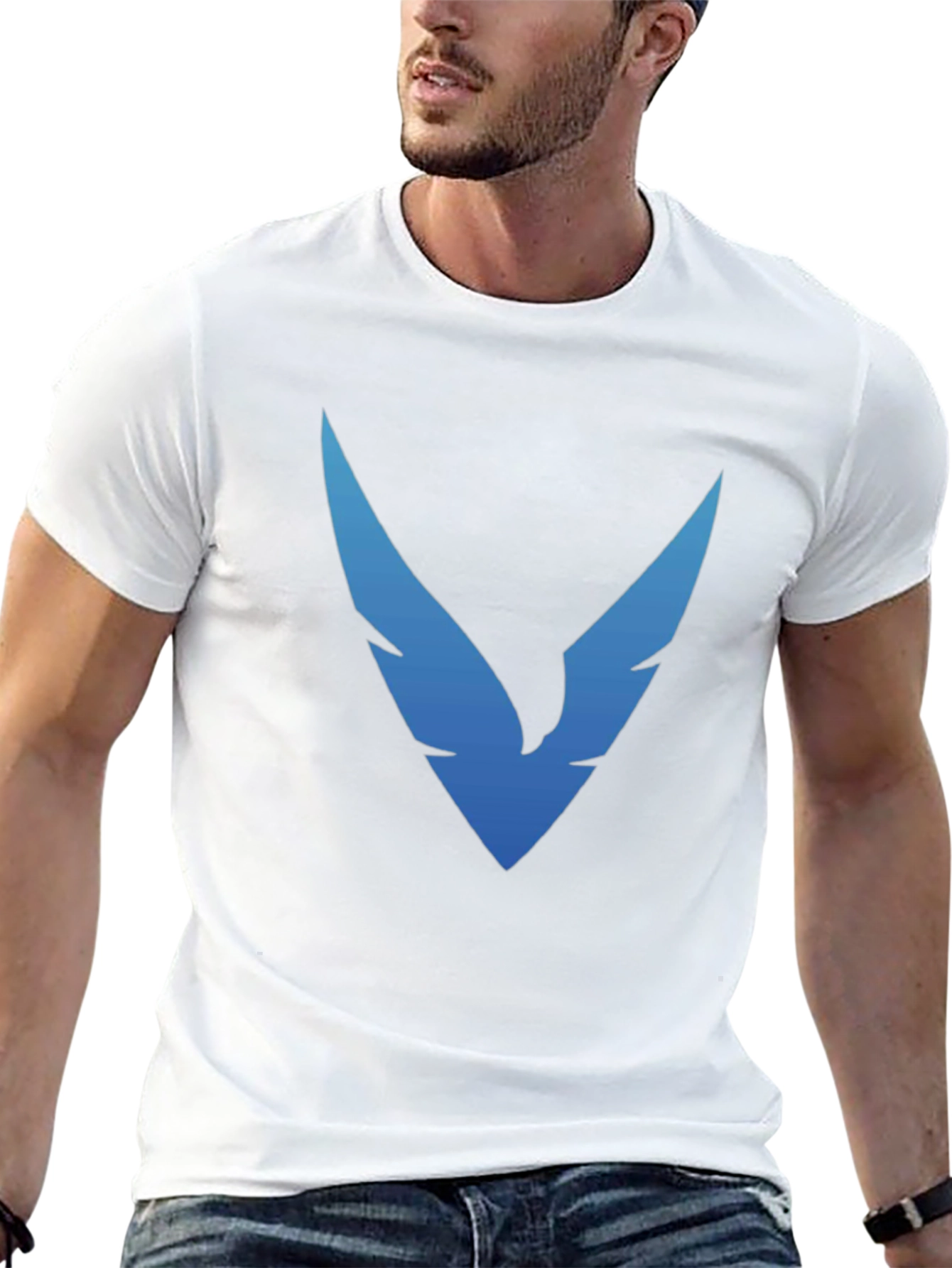 Black T-Shirt with Blue Winged Logo