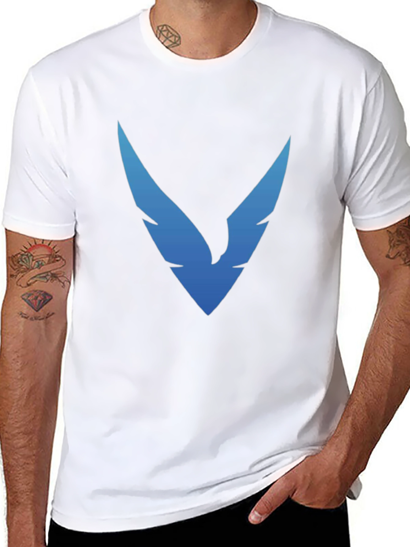 Black T-Shirt with Blue Winged Logo