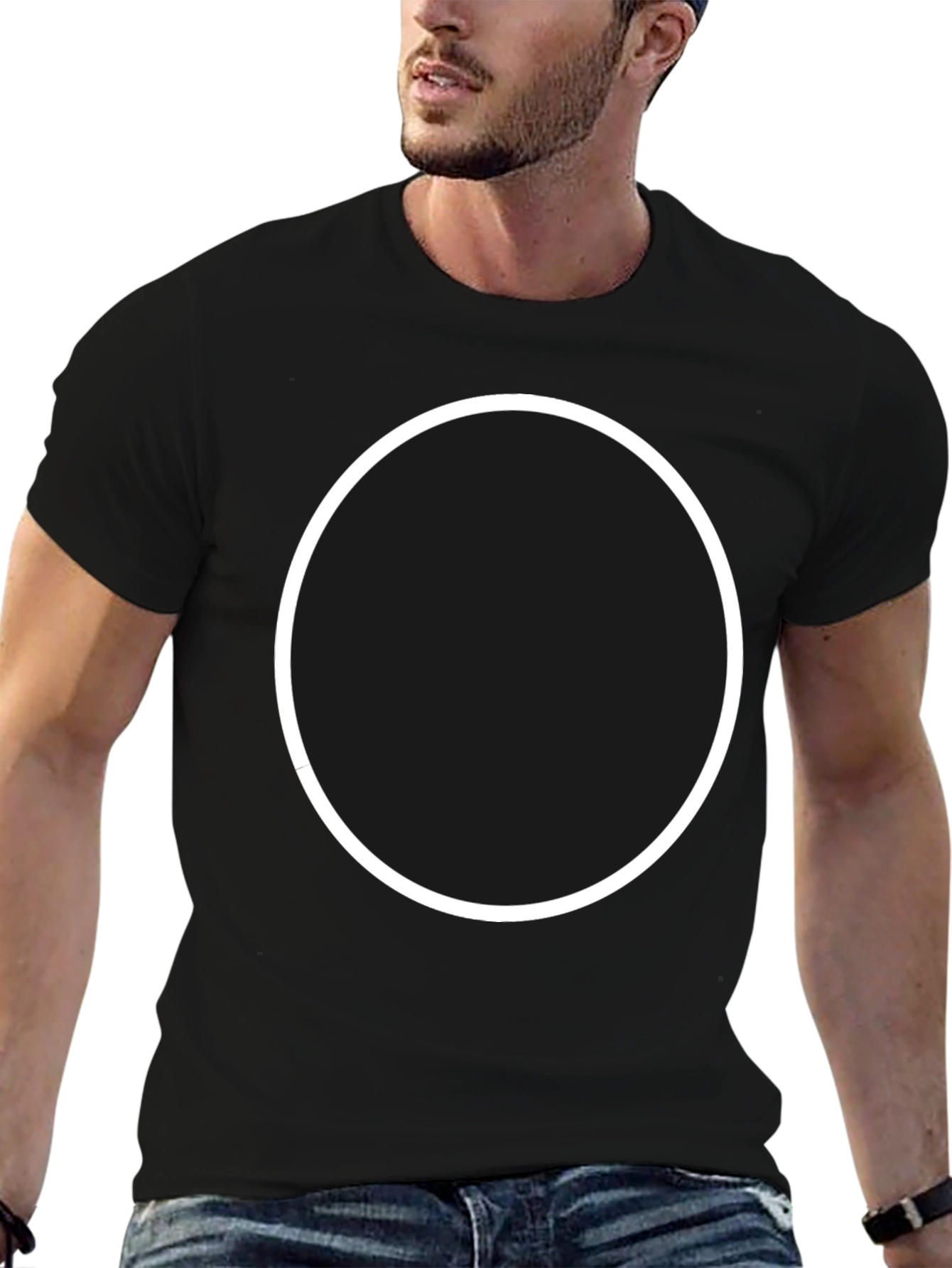 Minimalist Black Tee with Circle Design