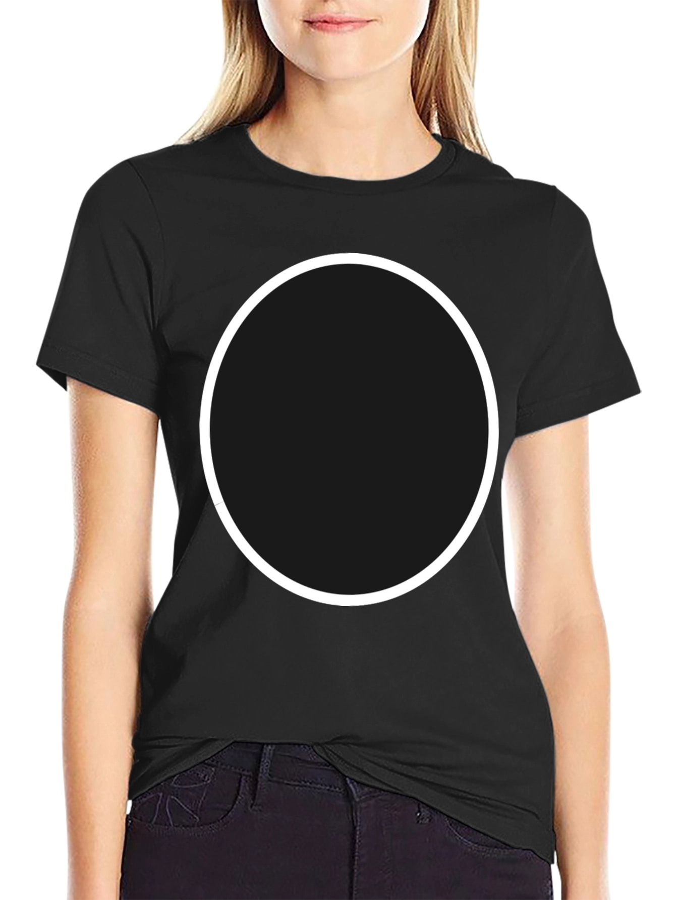 Minimalist Black Tee with Circle Design