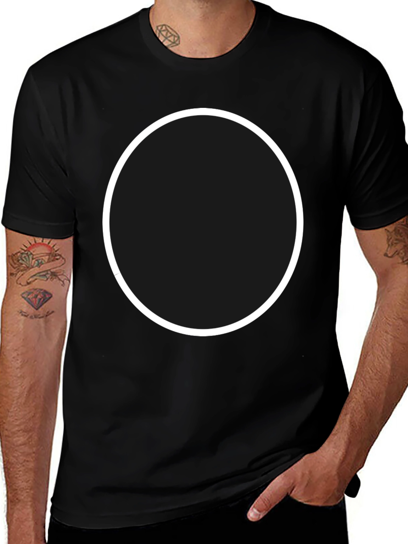 Minimalist Black Tee with Circle Design