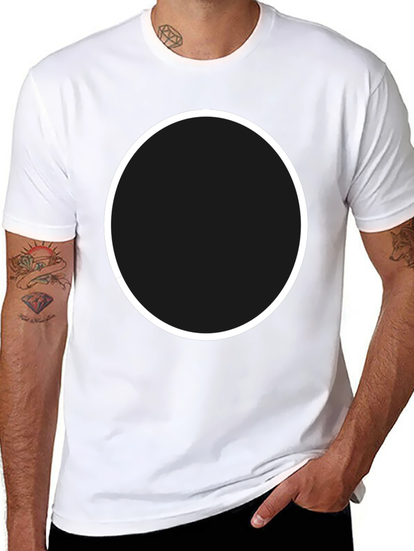 Minimalist Black Tee with Circle Design