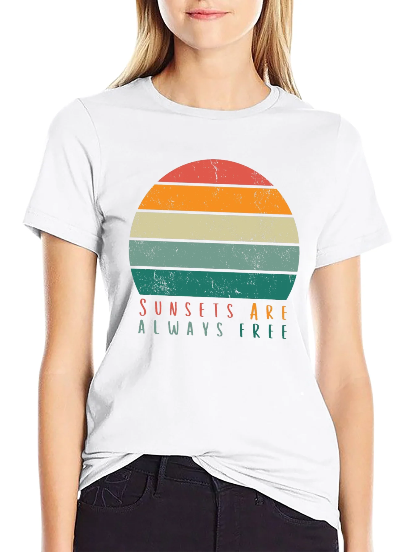 Retro Sunset T-Shirt - Sunsets are Always Free