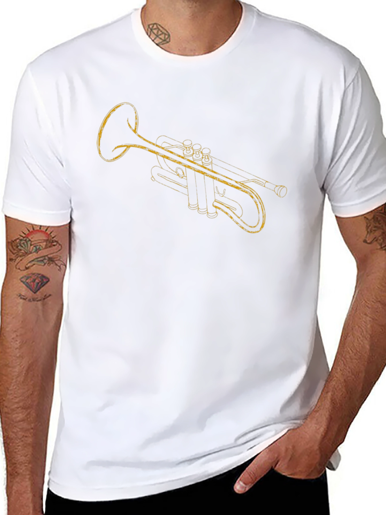 Black Trumpet Graphic T-Shirt - Music Lover Tee