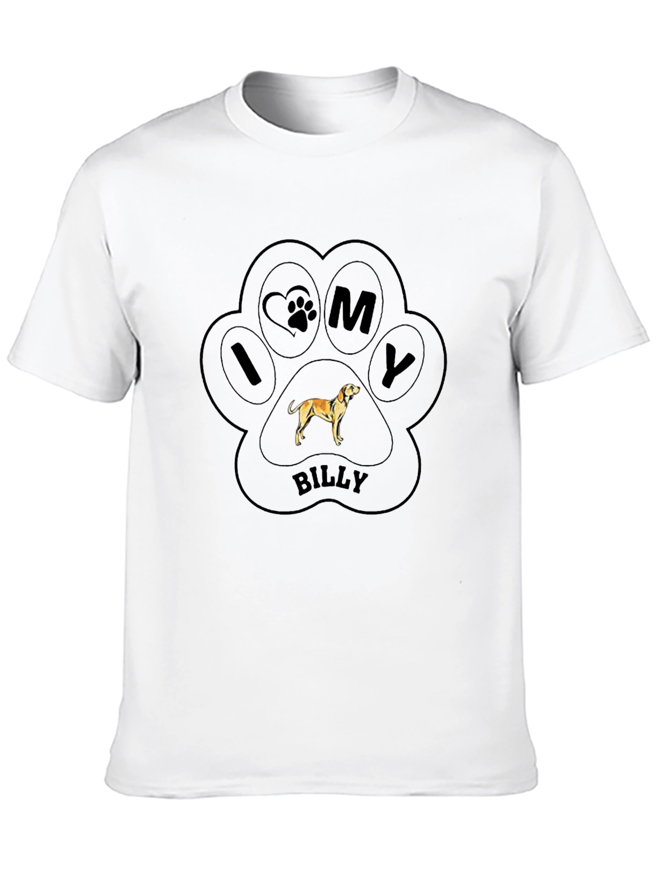I Love My Billy Dog Paw Print T-Shirt