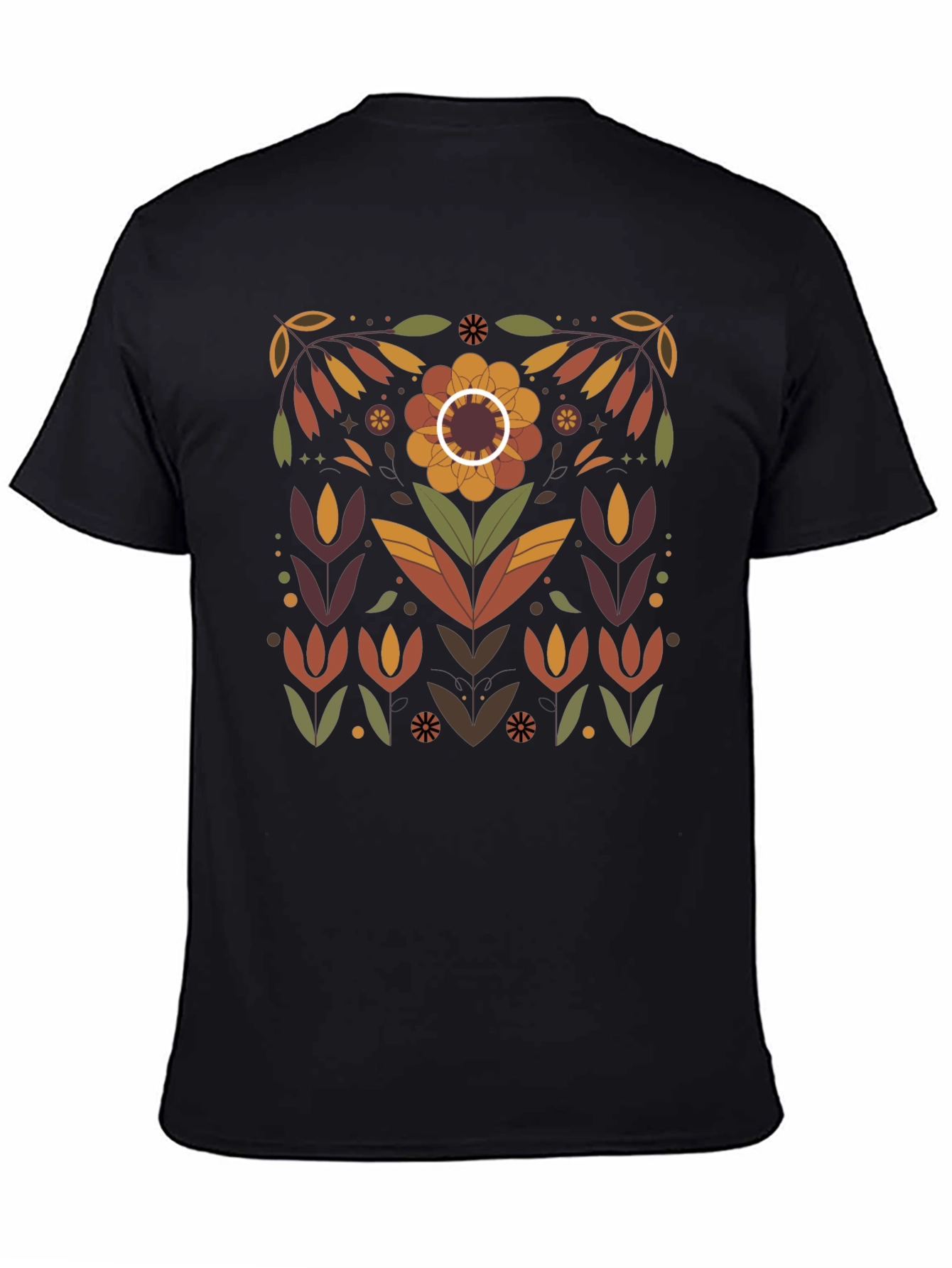 Floral Graphic Print Black T-Shirt