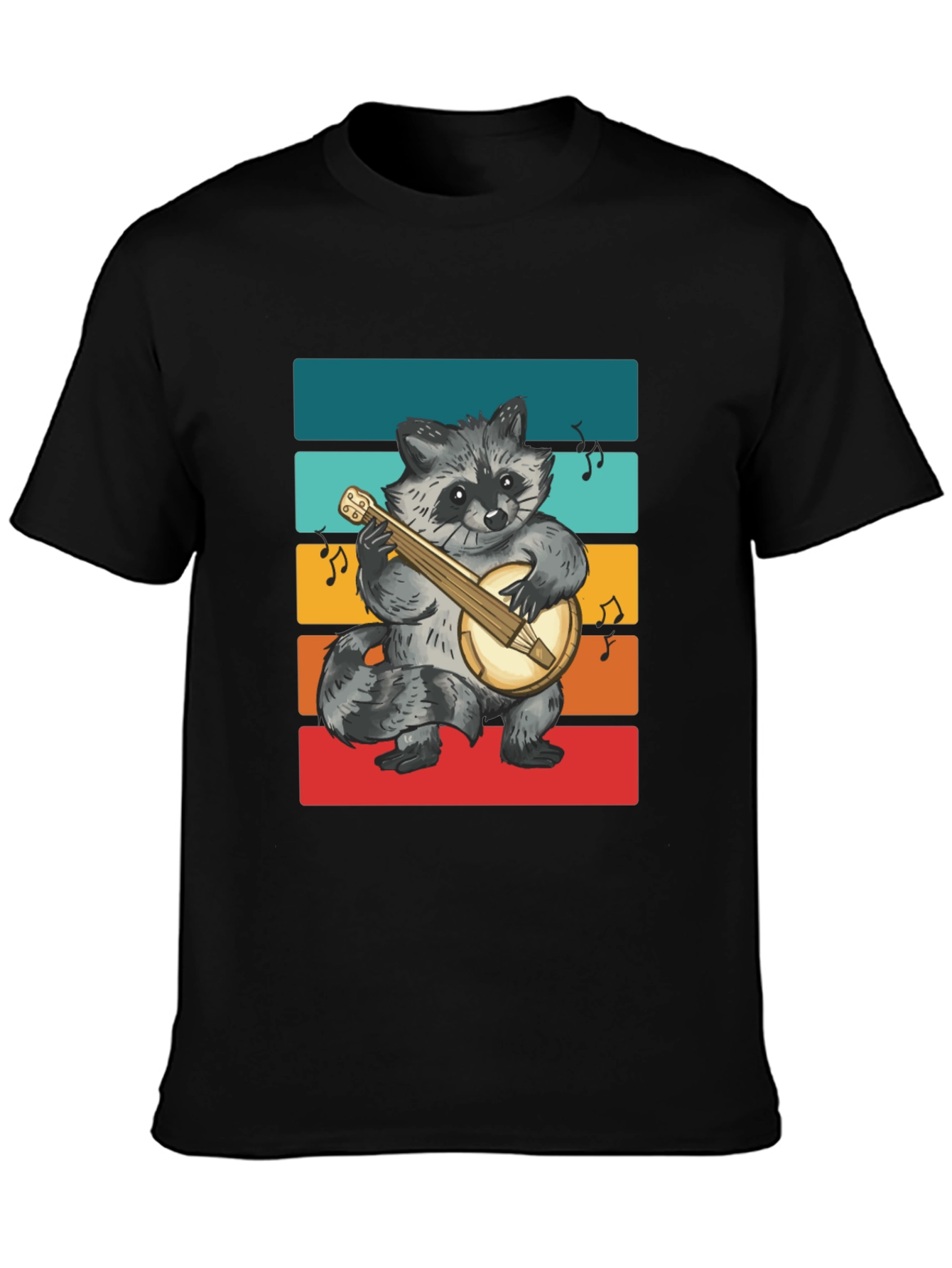 Raccoon Banjo Player T-Shirt - Black