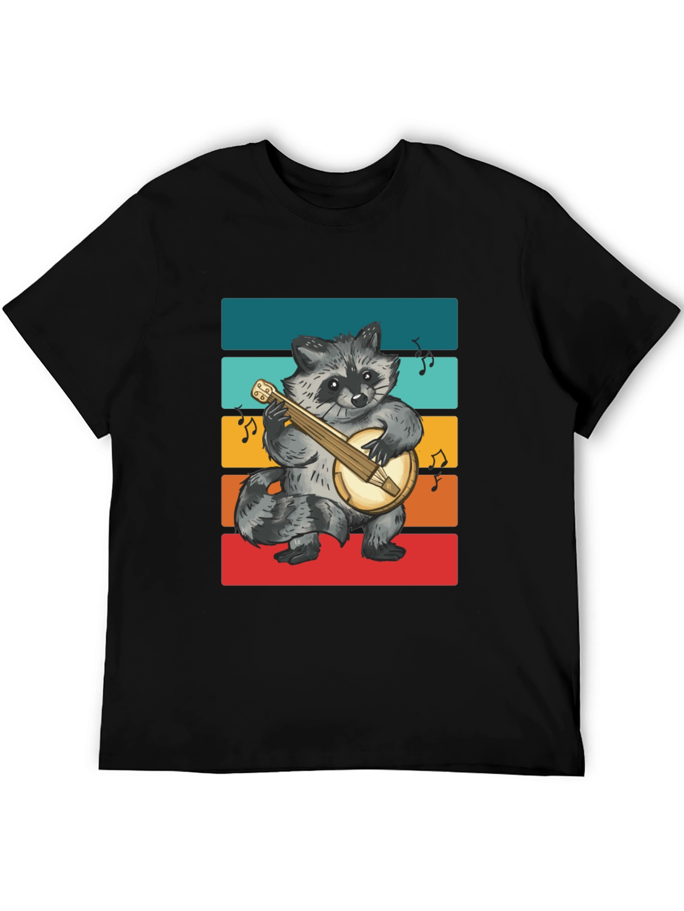 Raccoon Banjo Player T-Shirt - Black