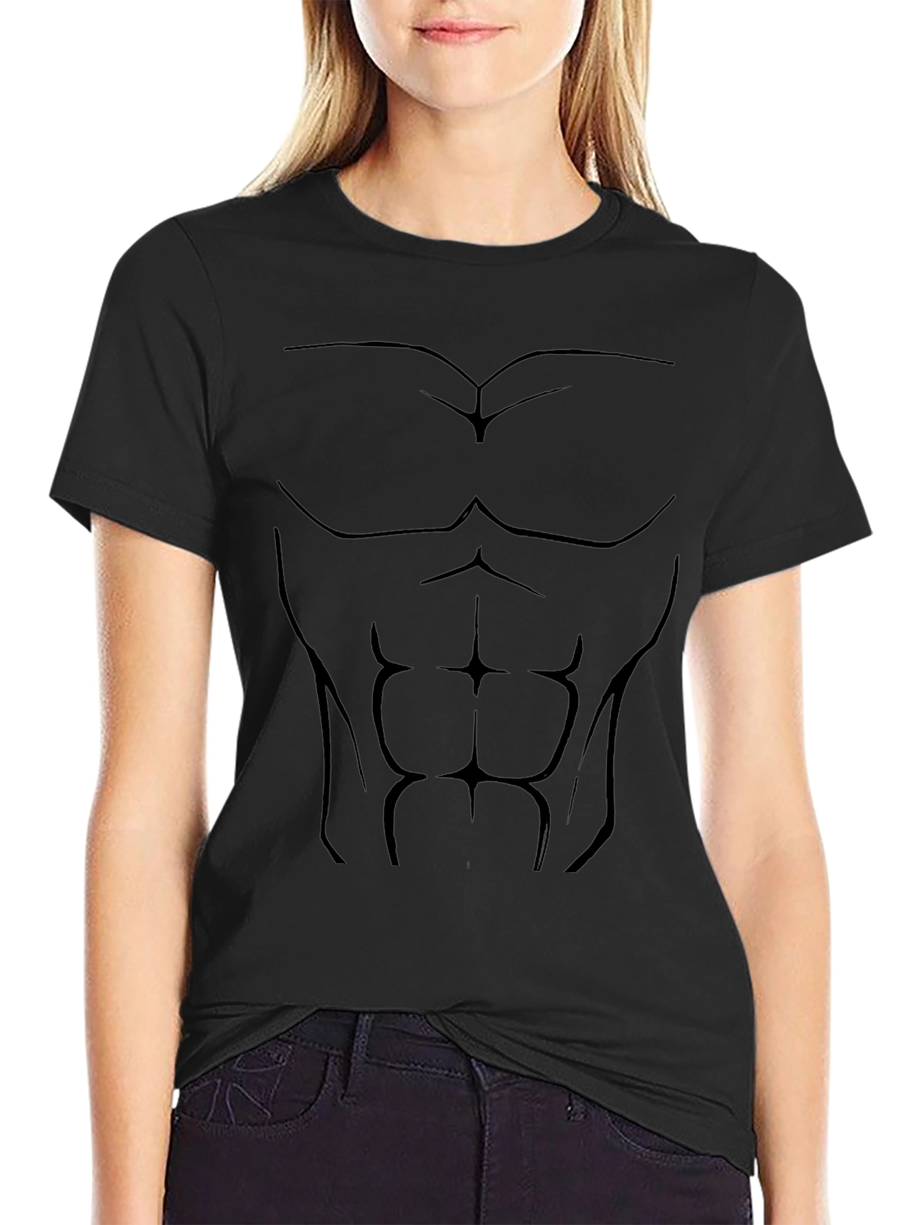 Muscle Print Mens Black Short Sleeve T-Shirt