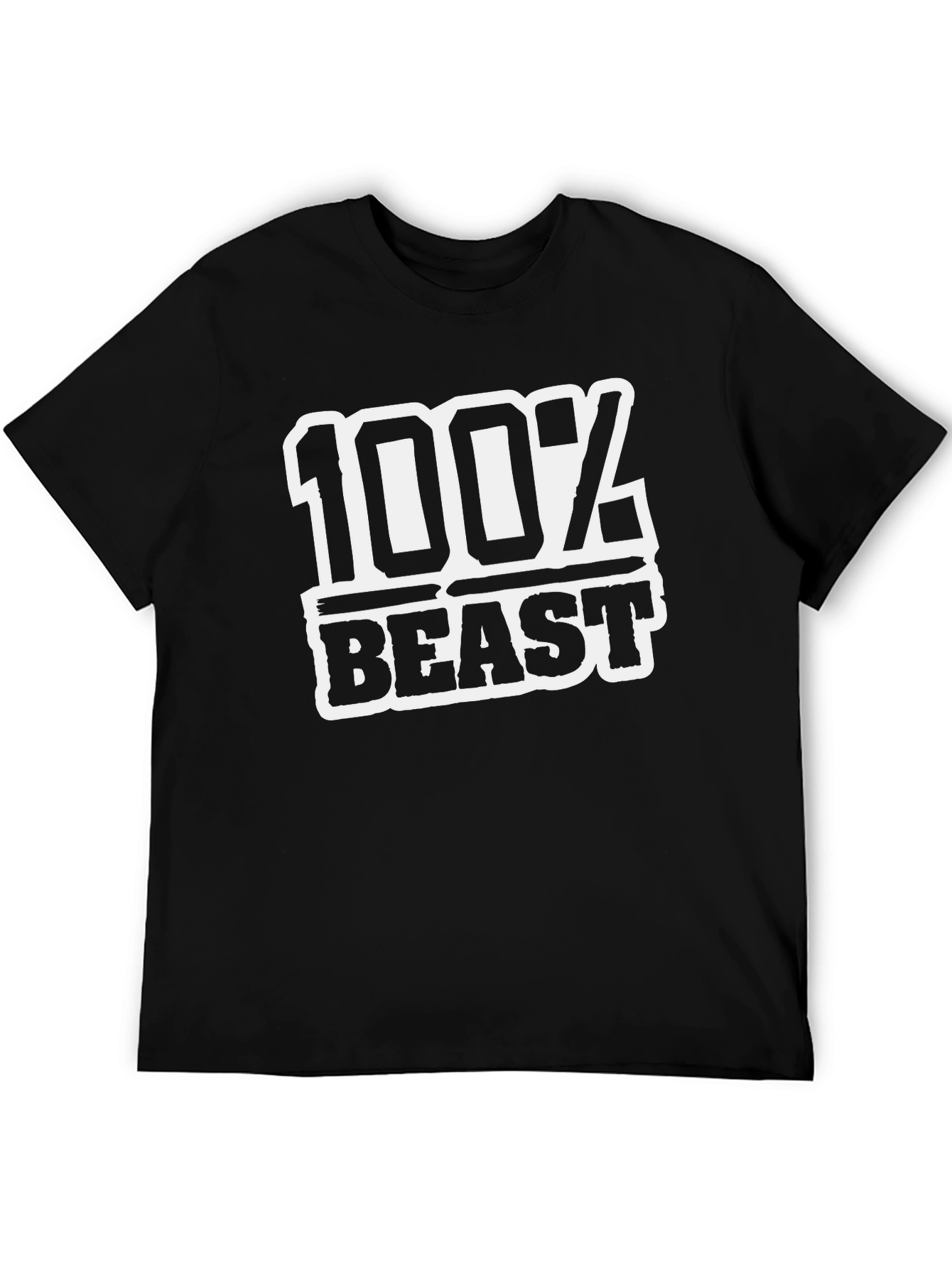 100% Beast Black Graphic Tee - Gym Motivation