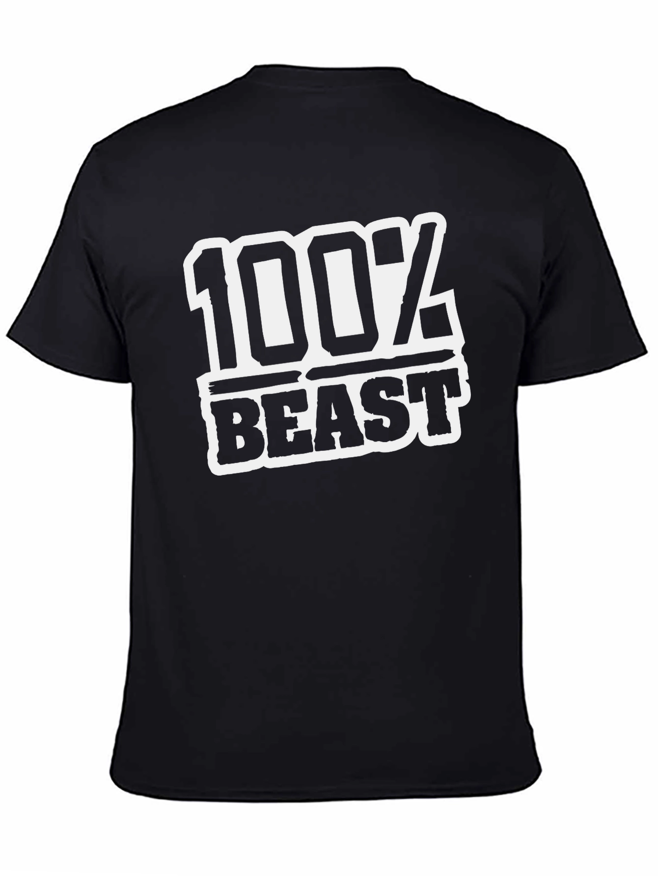 100% Beast Black Graphic Tee - Gym Motivation