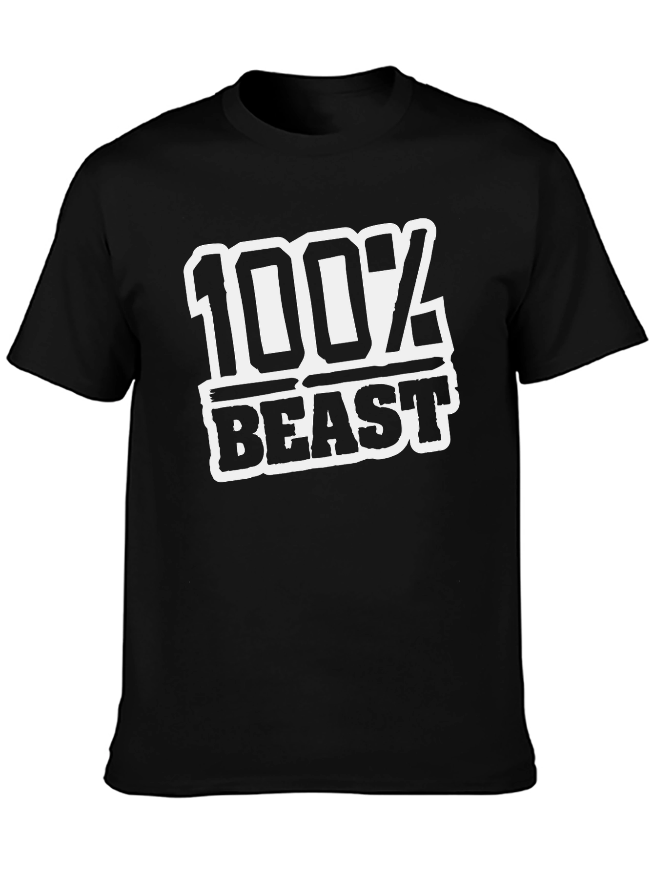 100% Beast Black Graphic Tee - Gym Motivation