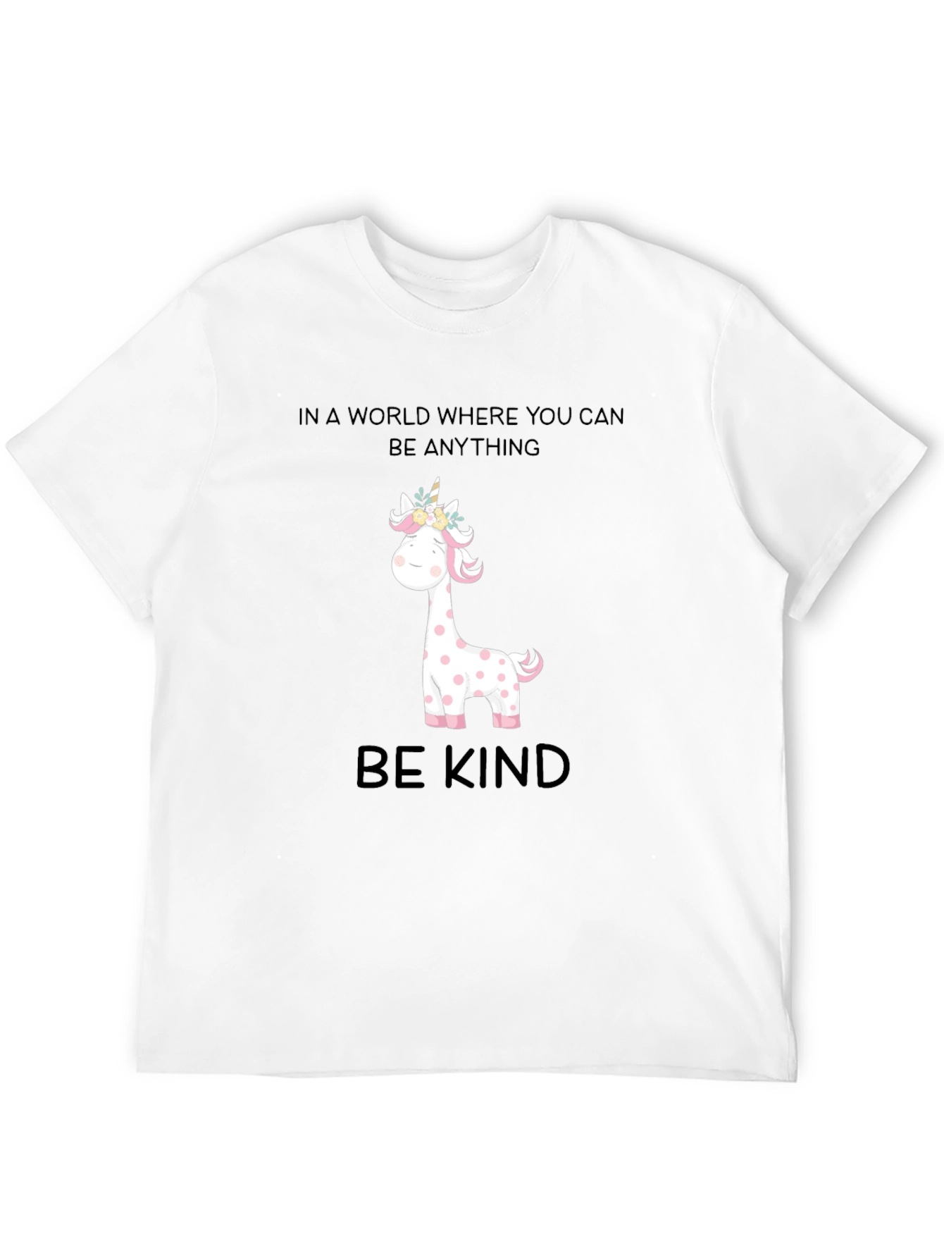 Be Kind Giraffe Unicorn Black Tee