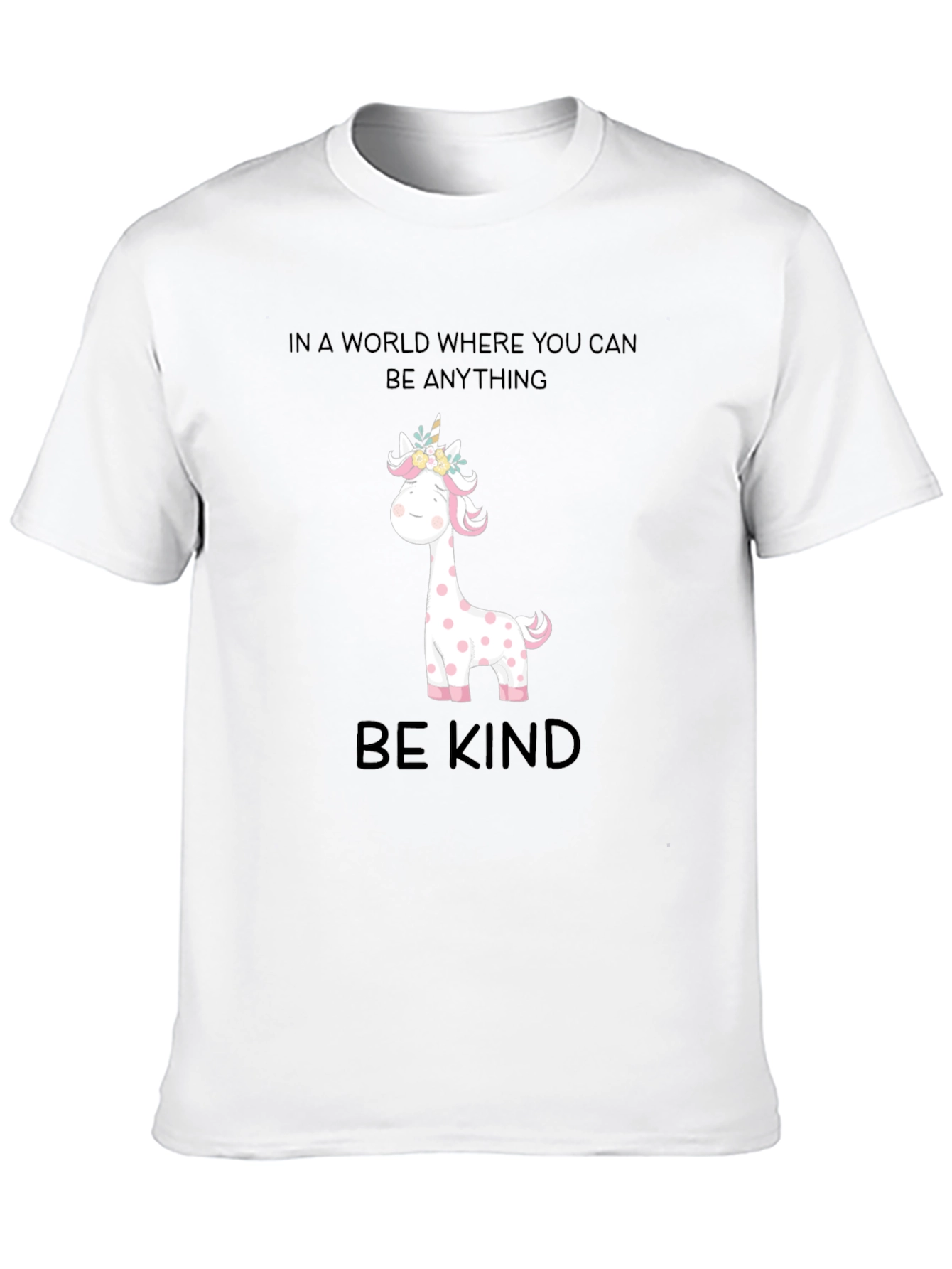Be Kind Giraffe Unicorn Black Tee