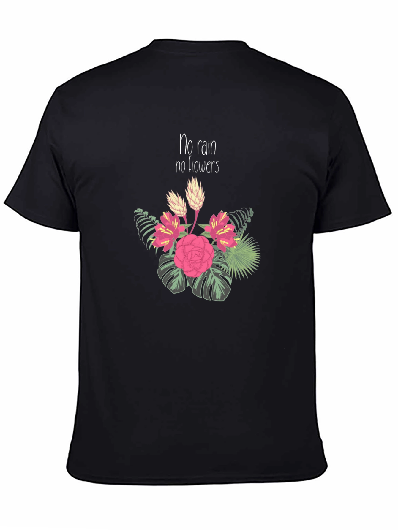 No Rain No Flowers Black Graphic T-Shirt