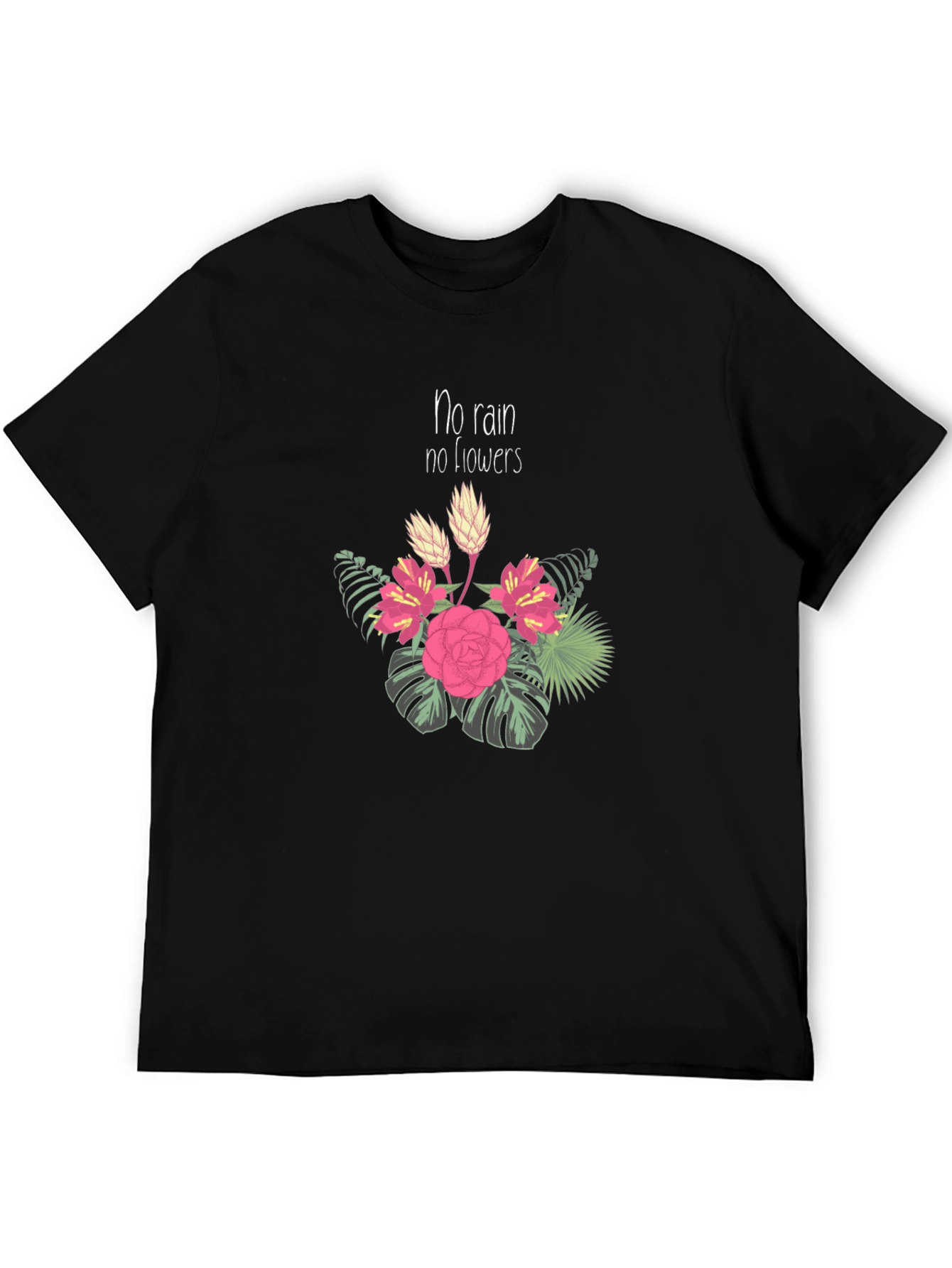 No Rain No Flowers Black Graphic T-Shirt