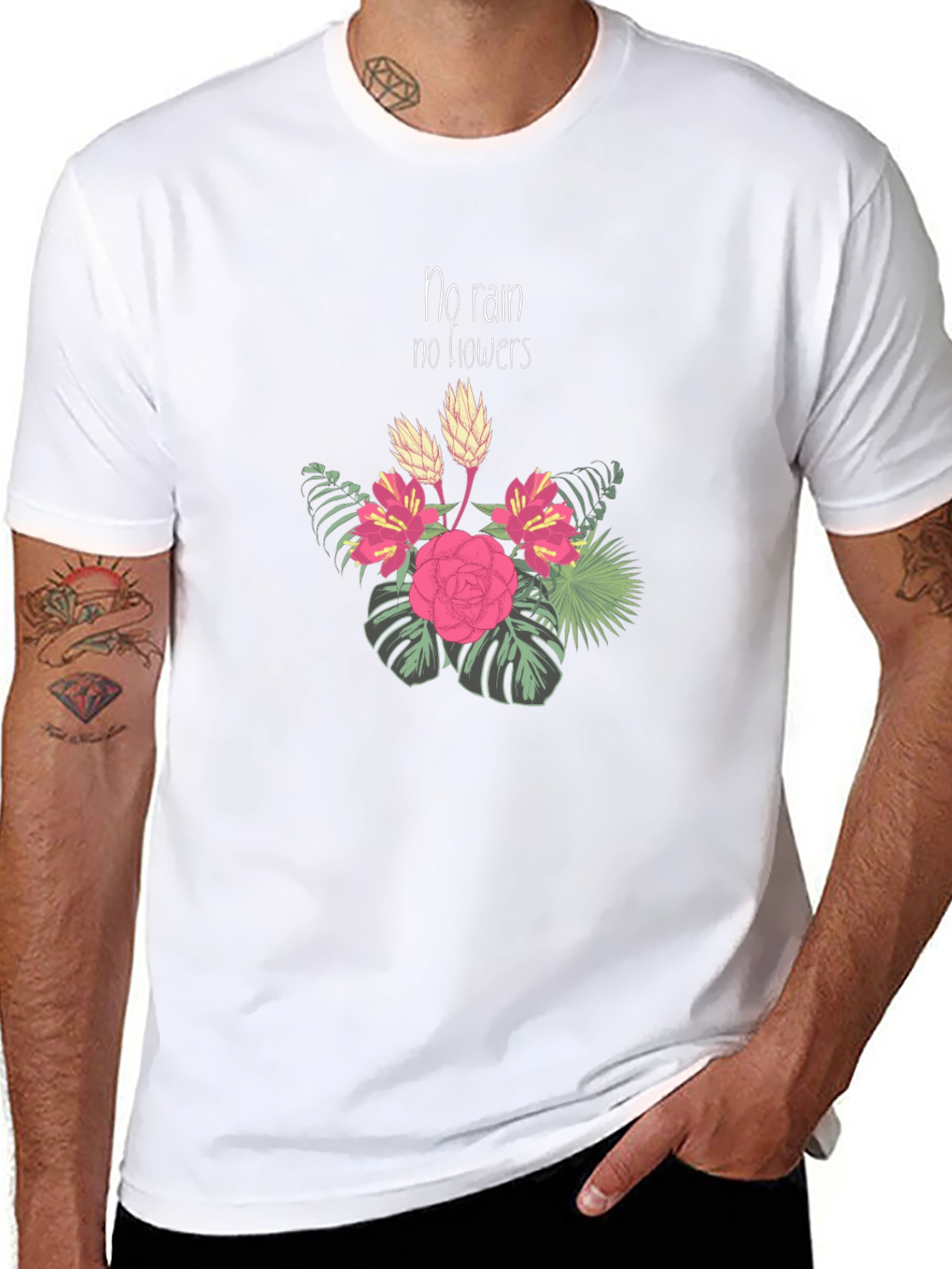 No Rain No Flowers Black Graphic T-Shirt