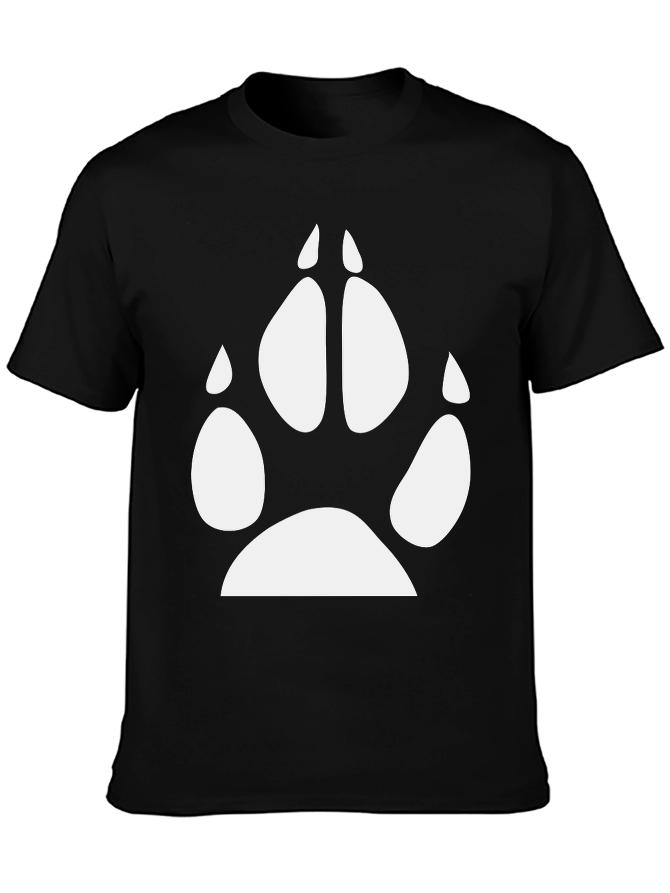 Mens Black T-Shirt with White Paw Print Design